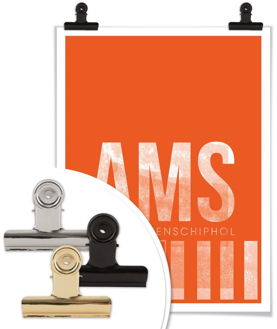 Wall-Art Poster »Wandbild AMS Flughafen Amsterdam«, Flughafen, (1 St.), Poster ohne Bilderrahmen