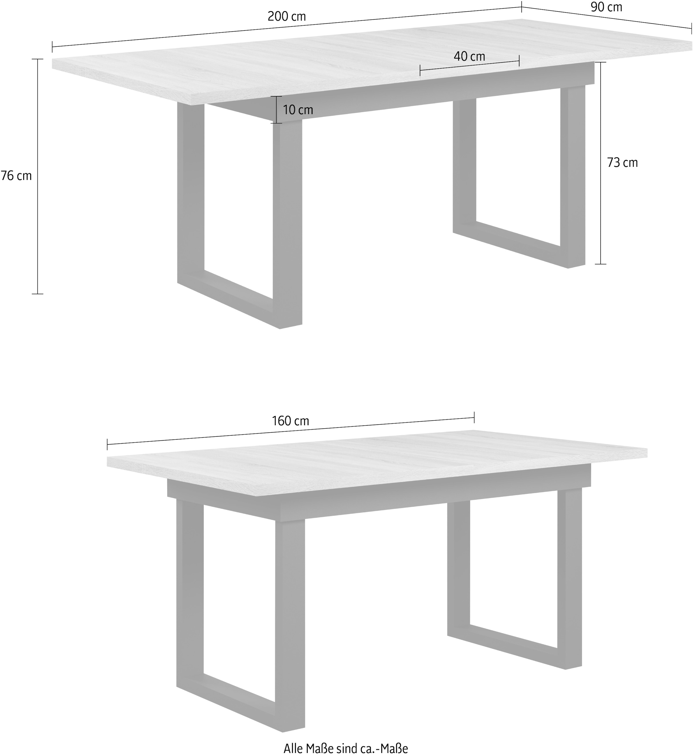 INOSIGN Esstisch »Valencia« 1 Stk. tlg. Synchroauszug; Metallkufen, ausziehbar auf 200 cm