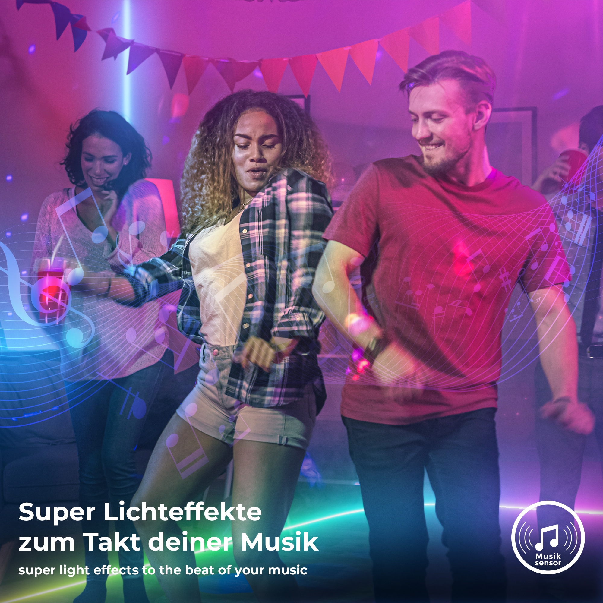 B.K.Licht LED Stripe »Wifi RGBIC LED Strip, 10 m, mit App Steuerung«, 300 St.-flammig, Lichtleiste, mit Musiksensor, smartes LED Band, Selbstklebend