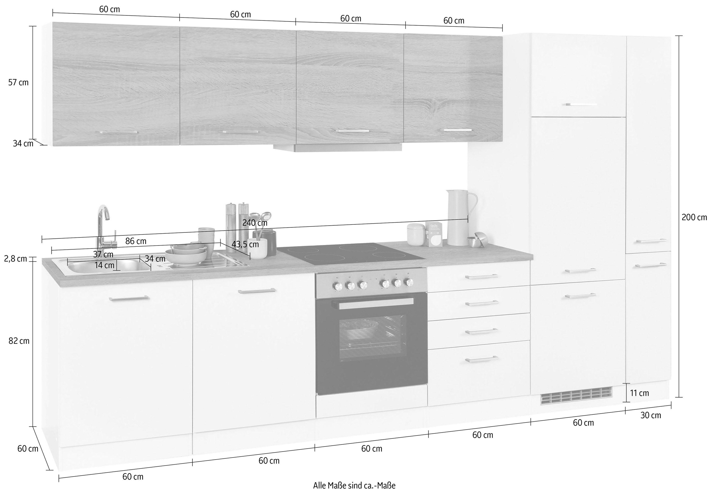 HELD MÖBEL Küchenzeile »Visby«, mit und Breite E-Geräten, 330 bequem inkl. Geschirrspüler Kühlschrank kaufen cm