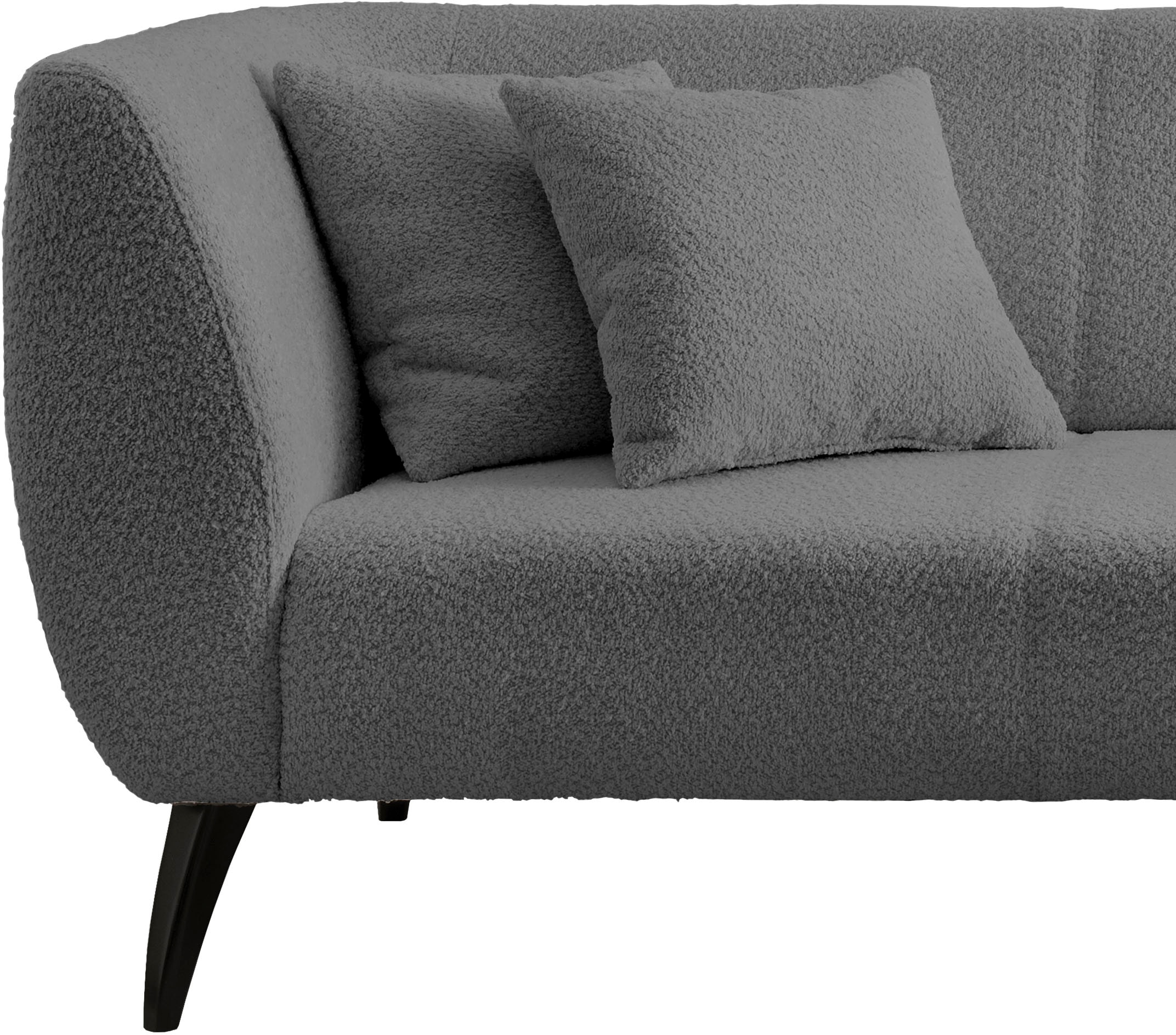 INOSIGN Ecksofa »Colori Polstermöbel mit zeitlos eleganter Rückenführung. L-Form«, Holzfußfarbe wählbar, inkl. 4x Zierkissen