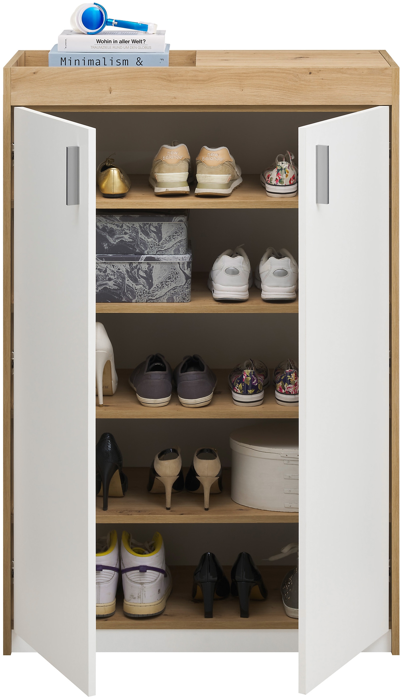 HBZ Schuhschrank »Paris weiß matt, BxHxT 84x126x38 cm«, (1 St.), Schuhschrank mit 4 Einlegeböden, Platz für ca. 15-20 Paar Schuhe