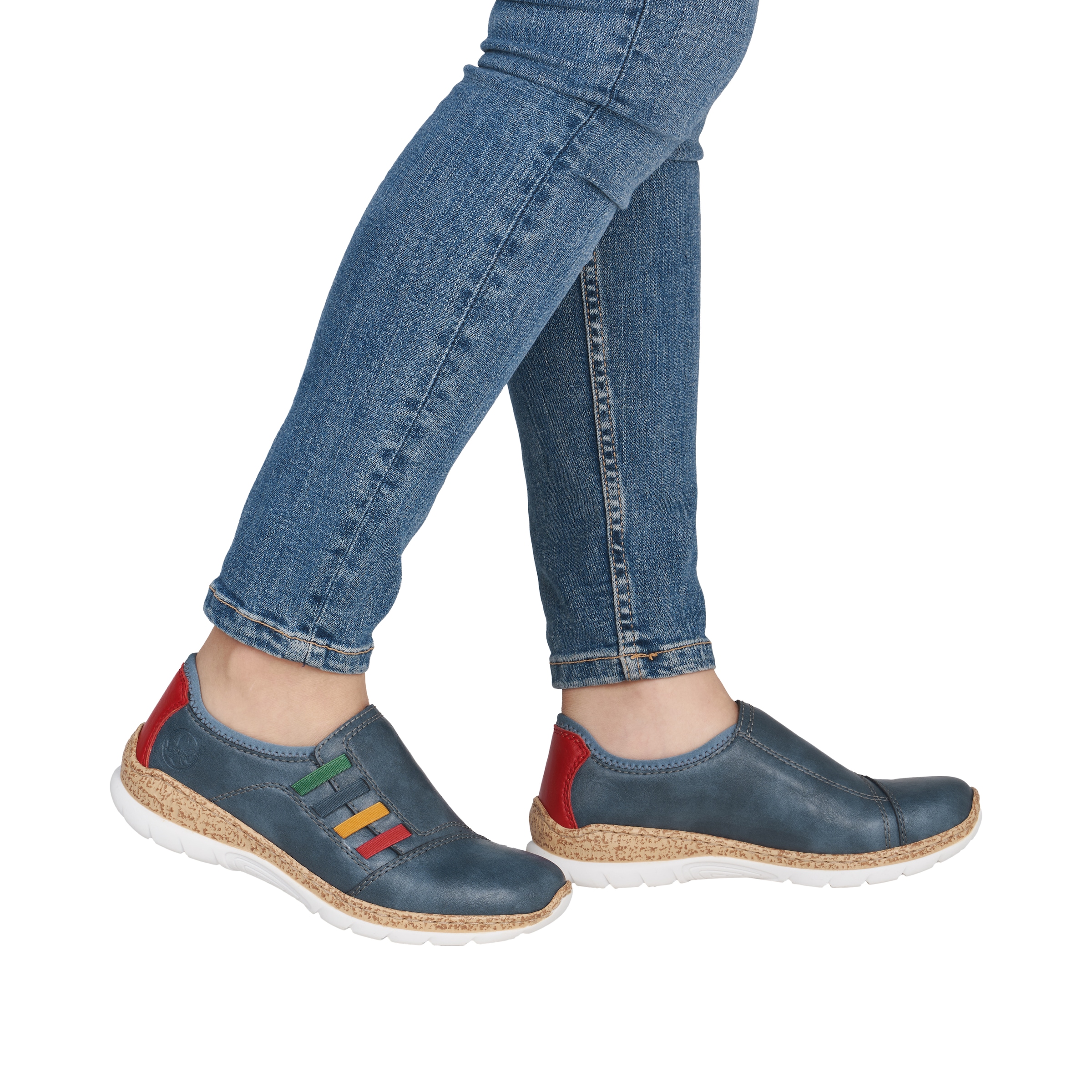 Rieker Slipper  Slip-on Sneaker, Schlupfschuh, Halbschuh mit bunten Stretcheinsätzen