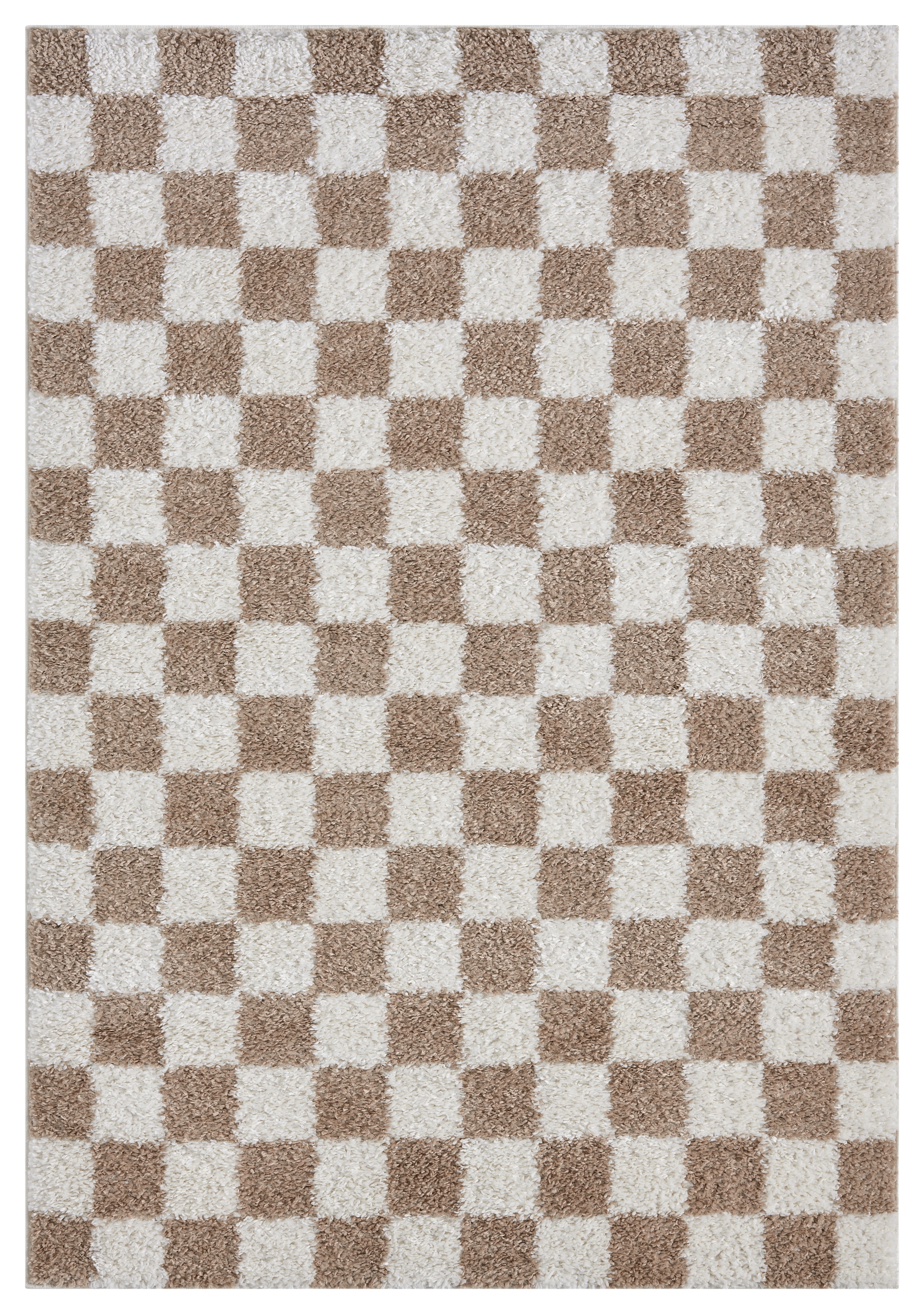 OTTO home Hochflor-Teppich »Kiiki, Karo-Muster« rechteckig 30 mm Höhe Kariert, auffälliges Schachbrettmuster, Wohnzimmer, Schlafzimmer