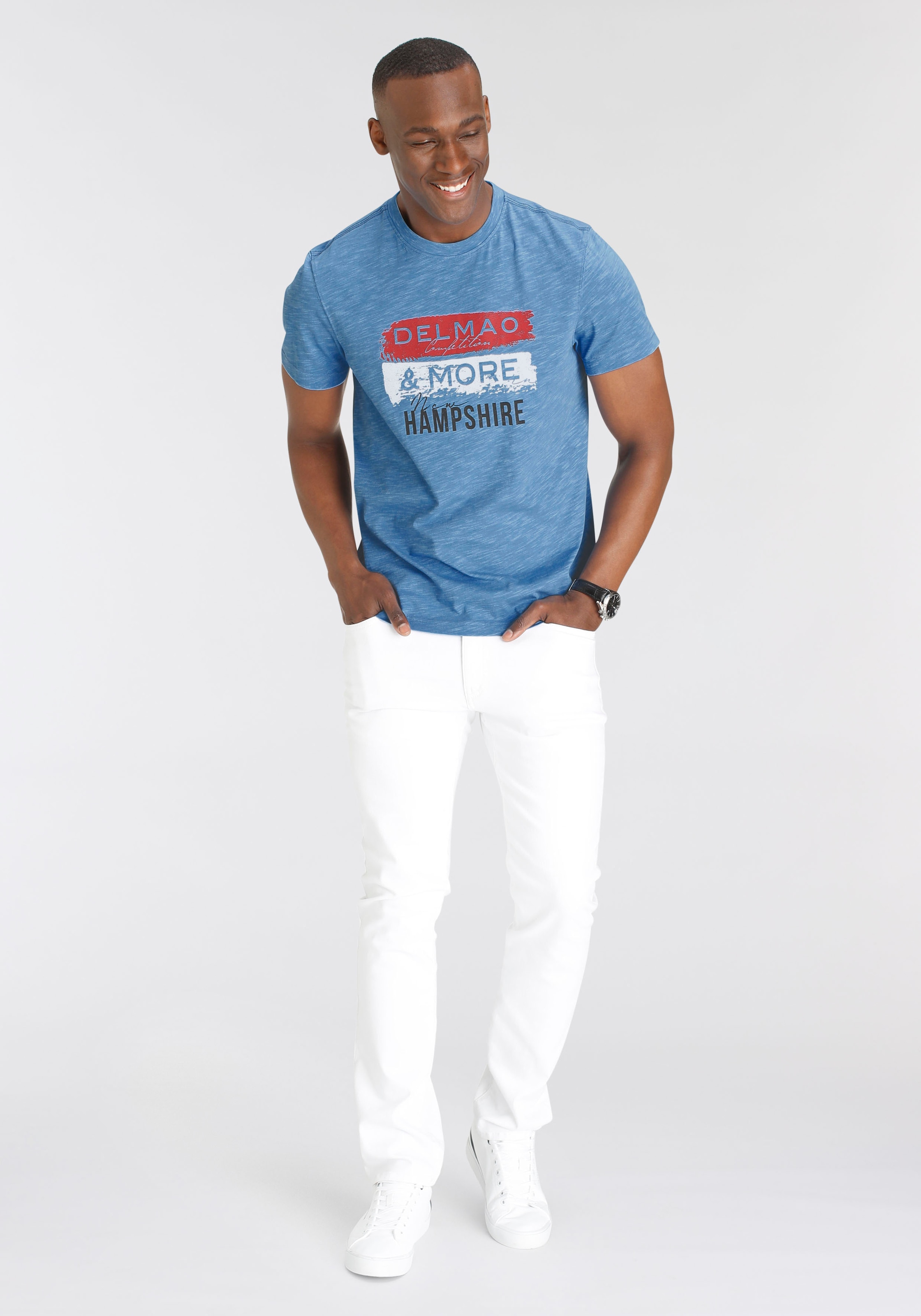 DELMAO T-Shirt, Kurzarm, bedruckt, Rundhals, aus Baumwolle und Polyester