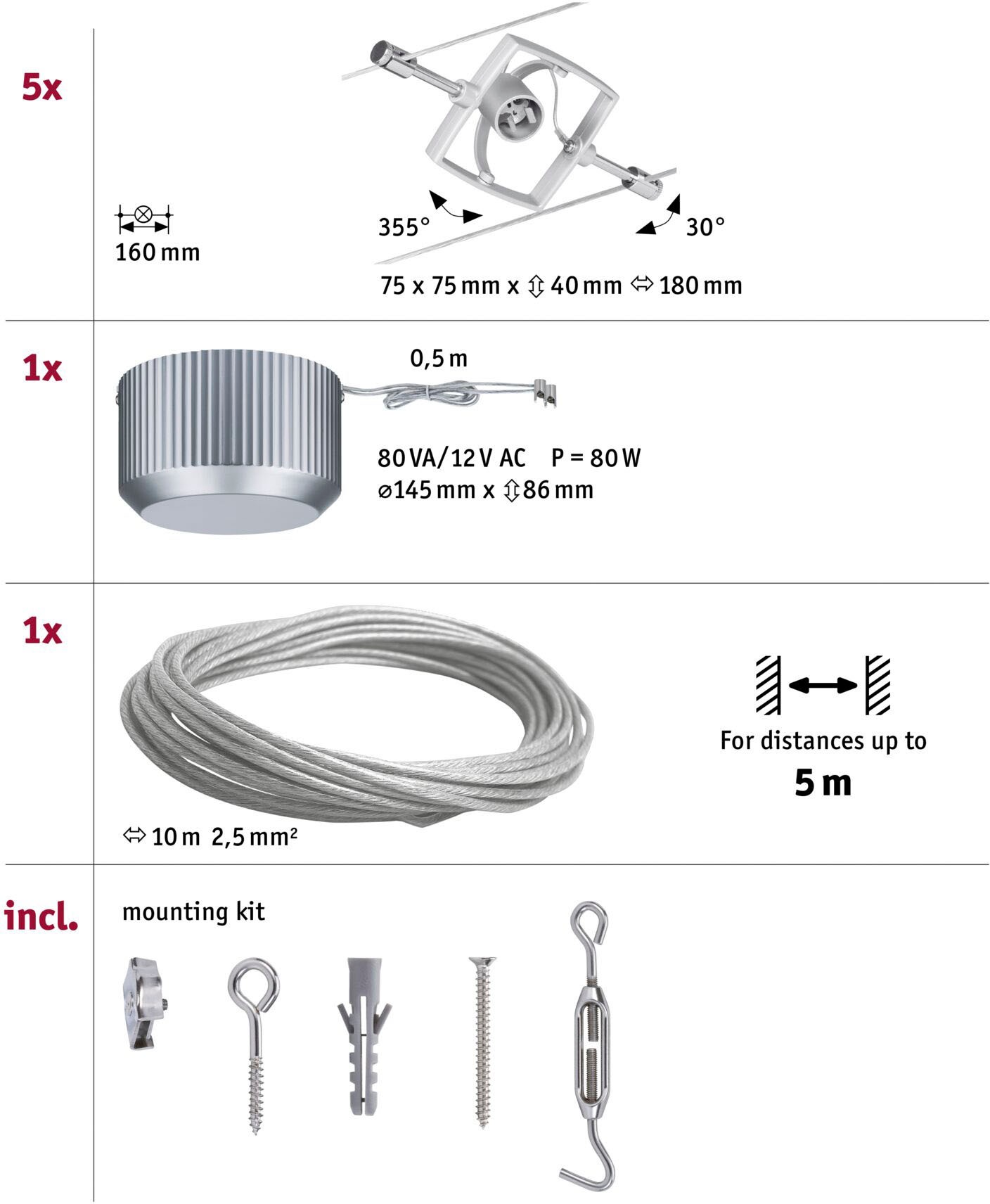 Paulmann LED Deckenleuchte »Mac II« GU 5,3 5 Stk. GU 5,3