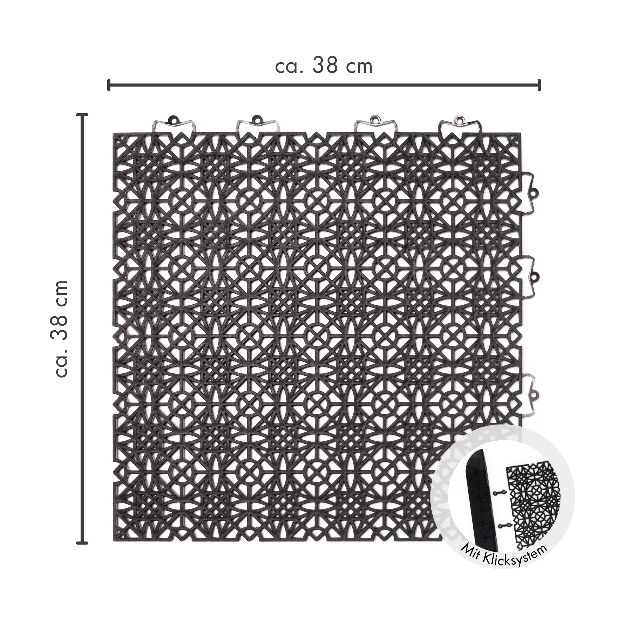 Andiamo Kunststoff-Fliesen »Terra Sol, Terrassenfliesen, wetterfest, Made in Switzerland« Set, erhältlich mit 7 Stück (1 qm), 14 Stück (2 qm) oder 35 Stück (5 qm), 7 Stk. tlg. Klickfliesen, 38x38 cm, Balkon Bodenbelag, UV-beständig