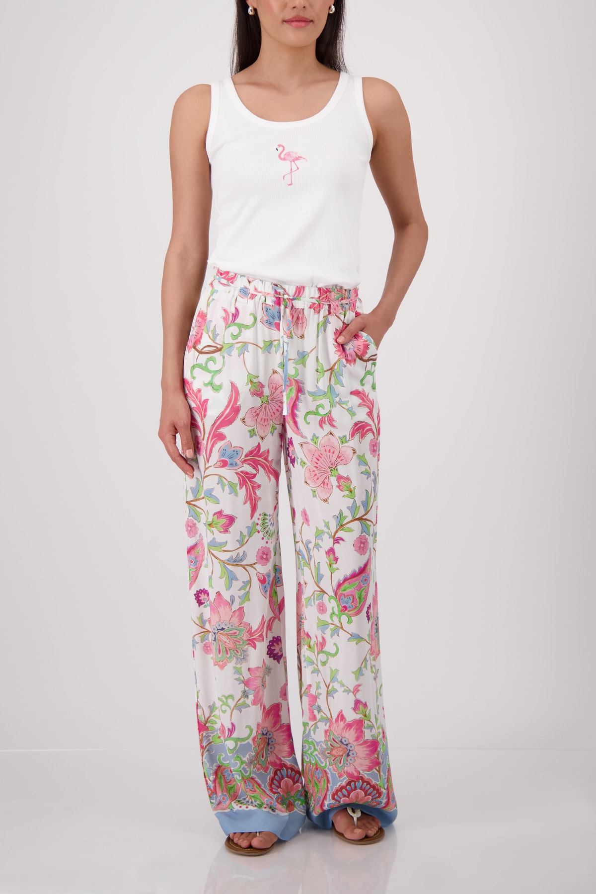 Monari Palazzohose »Hose Pia reg. Blumendruck«  Regular fit mit Blumenmuster