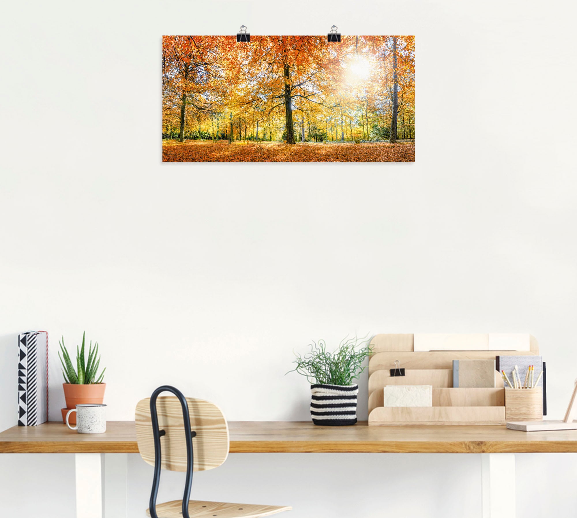 Artland Poster »Herbstwald Panorama«, Wald, (1 St.), als Alubild, Leinwandbild, Wandaufkleber oder Poster in versch. Größen