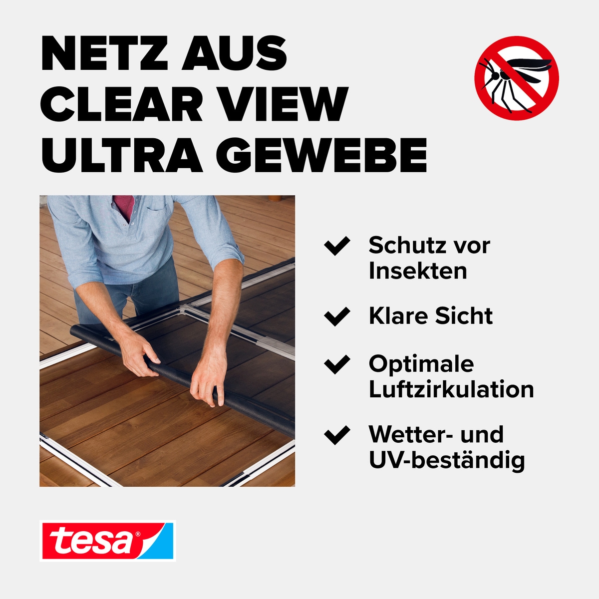 tesa Insektenschutz-Tür »Insect Stop Falt Fliegengitter für Türen - max. 1 m : 2,20 m«, mit verstellbarem Rahmen aus Aluminium - ohne Bohren