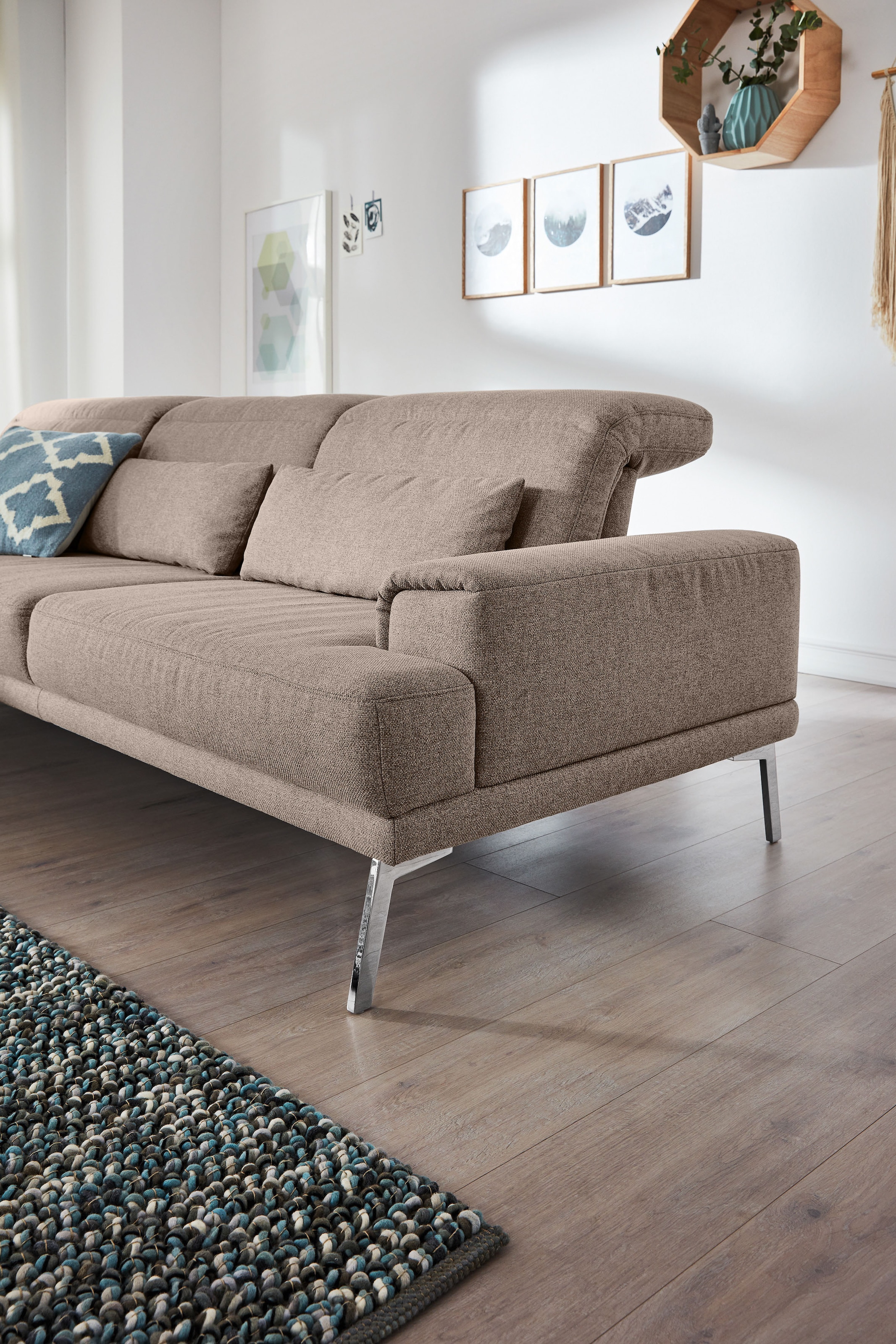 Musterring Ecksofa »MR 4580«, mit Kopf- und Sitztiefenverstellung, Metallfuß chrom, 288 x 193/220cm