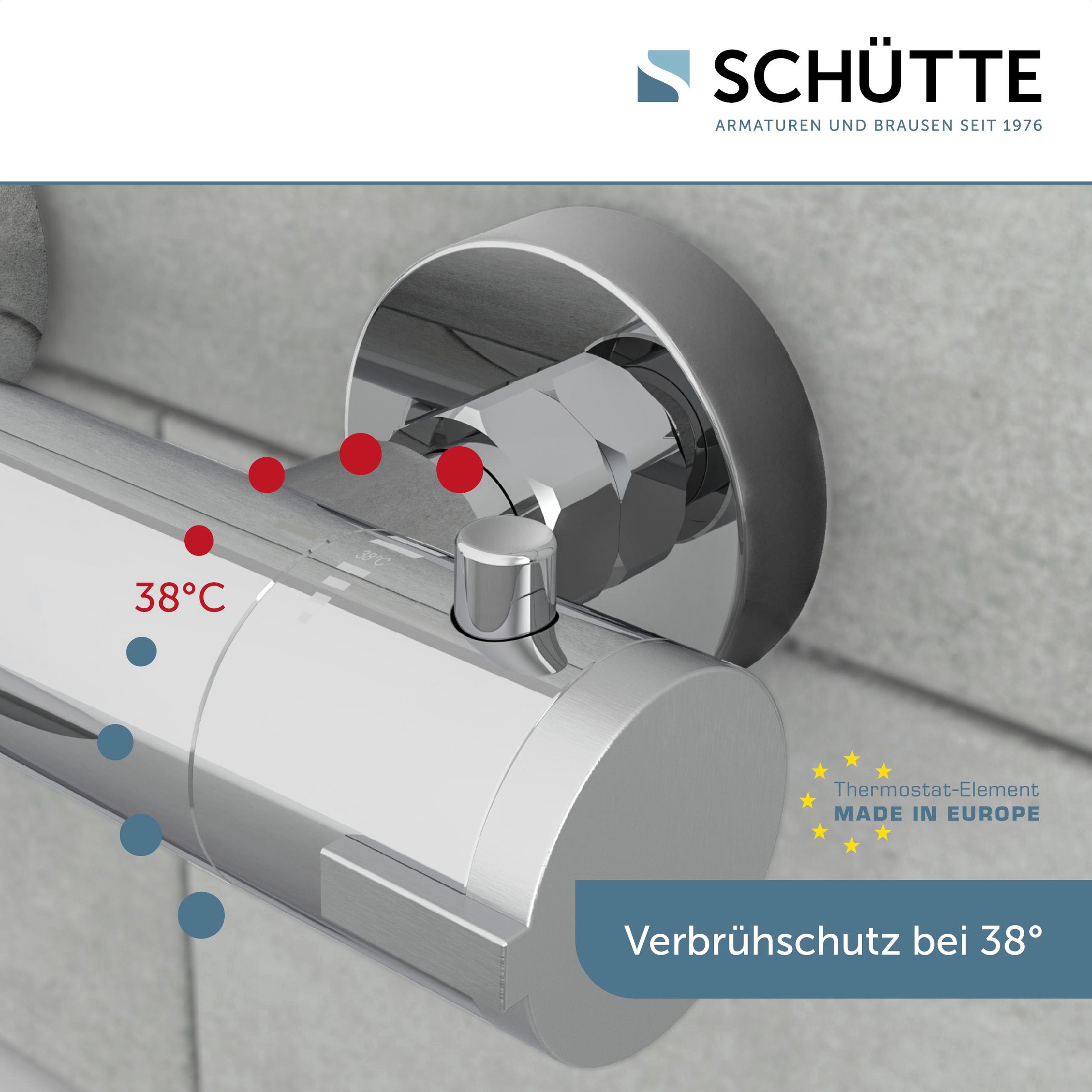 Schütte Badarmatur »3-teilige Serie LONDON«, (Set), Energiesparend, Verbrühschutz, 360° schwenkbar, wassersparend