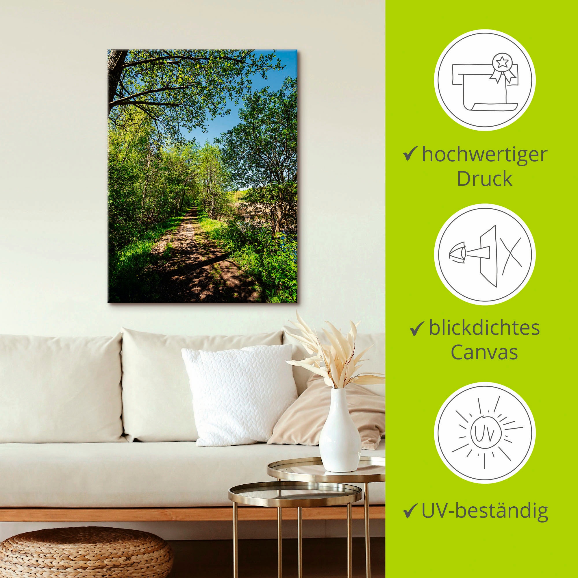 Artland Wandbild »Weg und Bäume bei Kuchelmiß«, Waldbilder, (1 St.), als Leinwandbild, Poster, Wandaufkleber in verschied. Größen