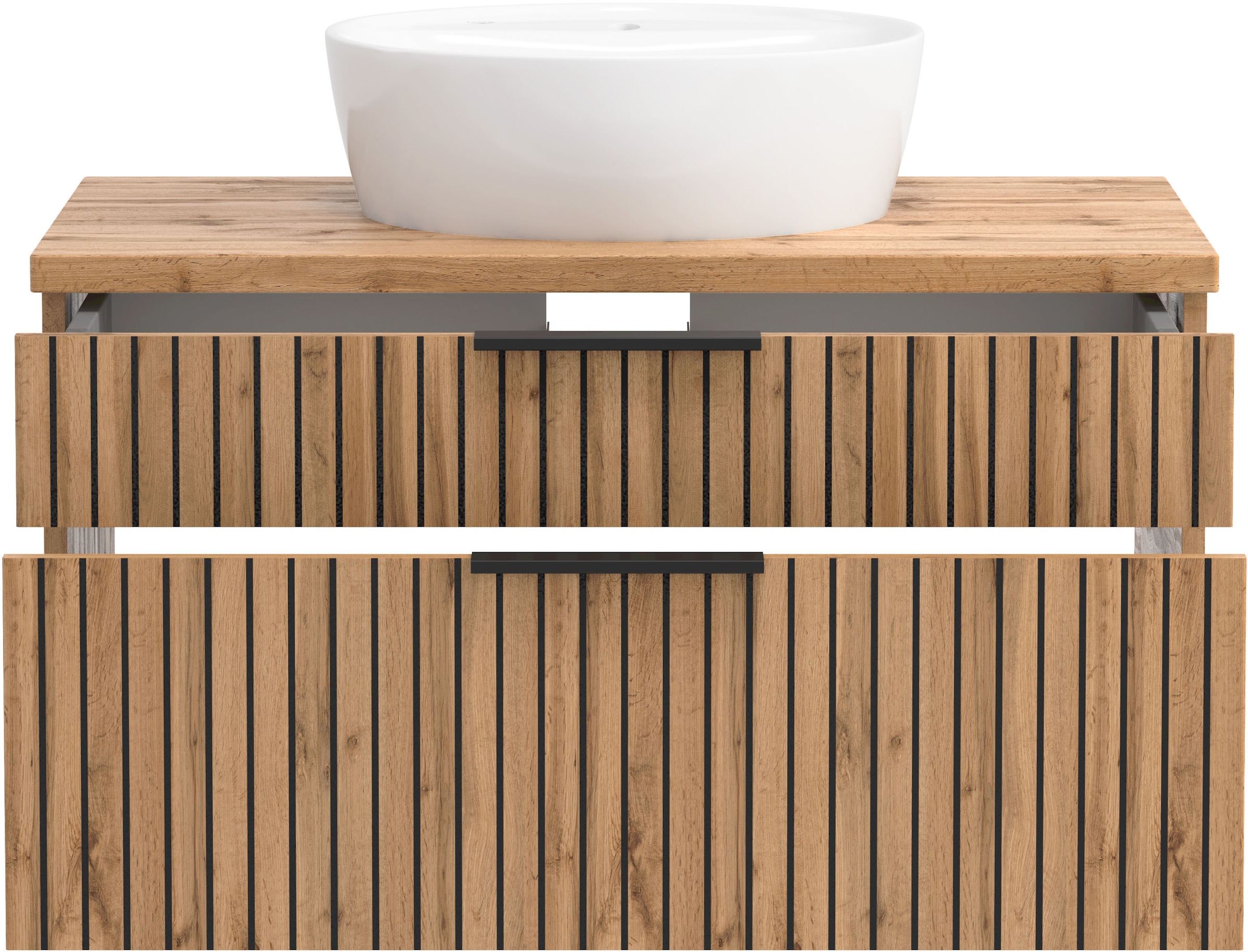 welltime Badmöbel-Set »Welltime, Carlton Waschtisch-Set, 80 oder 120 cm, gestreift«, (2 St.)