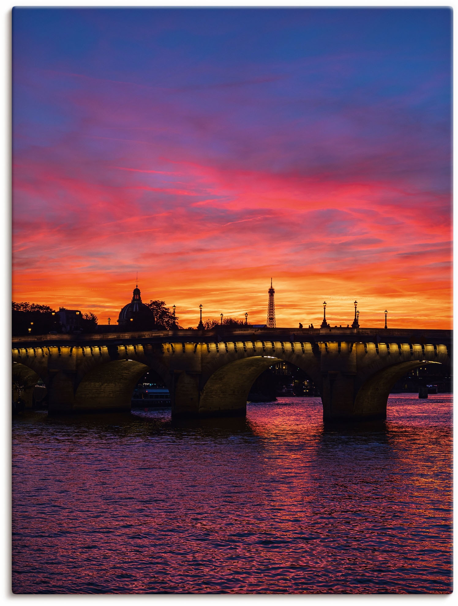 Artland Leinwandbild »Brücke Pont Neuf im Sonnenuntergang«, Paris, (1 St.), auf Keilrahmen gespannt