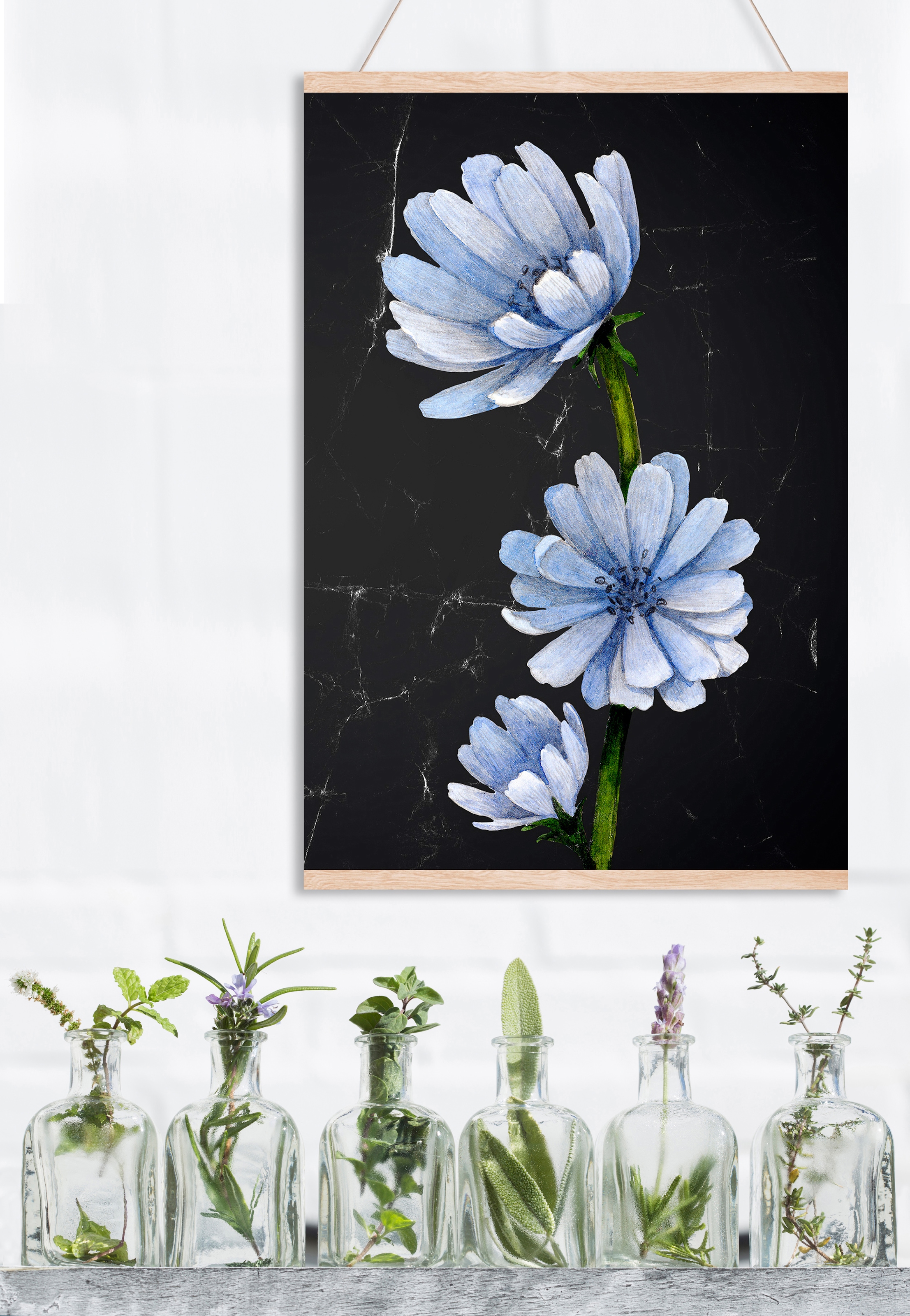 queence Leinwandbild »Blaue Blüte«, kaufen cm Raten 50x70 auf