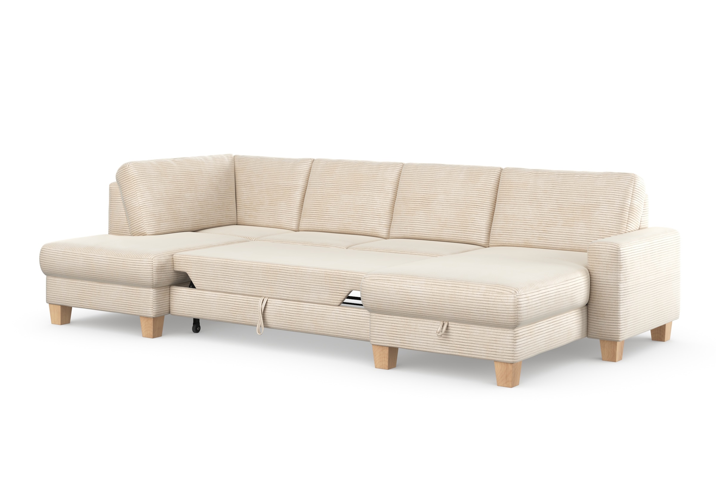 Home affaire Wohnlandschaft »Summer U-Form«, mit oder ohne Bettfunktion und Bettkasten, Cord-Bezug