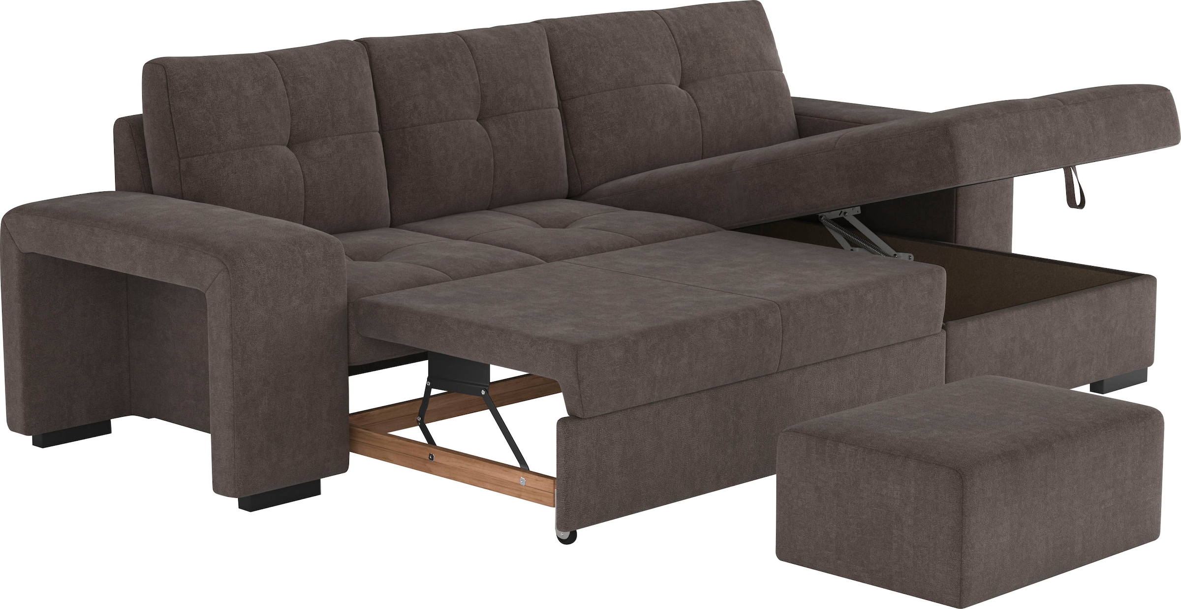 COTTA Ecksofa »Mattina L-Form«, mit Hocker, wahlweise mit Bettfunktion & Bettkasten