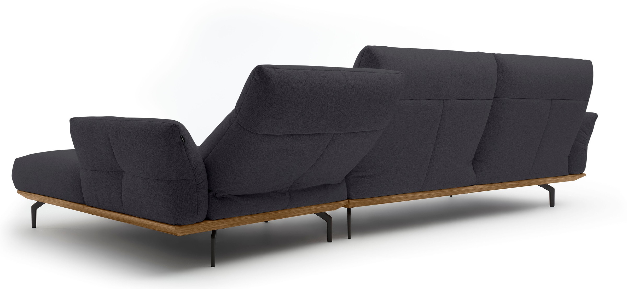Creation BY ROLF BENZ Ecksofa »CR.460«, Sockel in Nussbaum, Winkelfüße in Umbragrau, Breite 338 cm