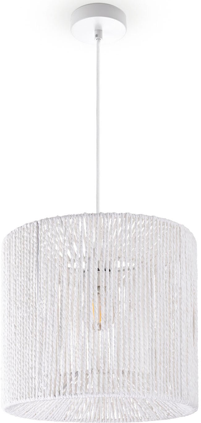 Paco Home Pendelleuchte »Hugo Ramira«, Leuchtmittel E27 | ohne Leuchtmittel, Wohnzimmer Esszimmer Rattan Optik Boho Schirm Papier E27 Modern