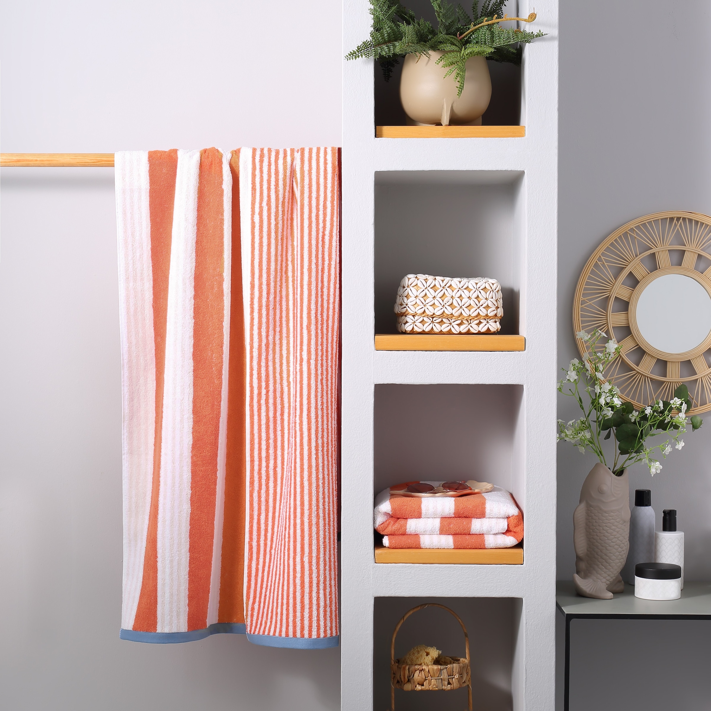 OTTO home Strandtuch »Elenna, 100% Baumwolle, 500 gr/m²« gestreift, Strandtücher 90x180cm, 5 Jahre Garantie