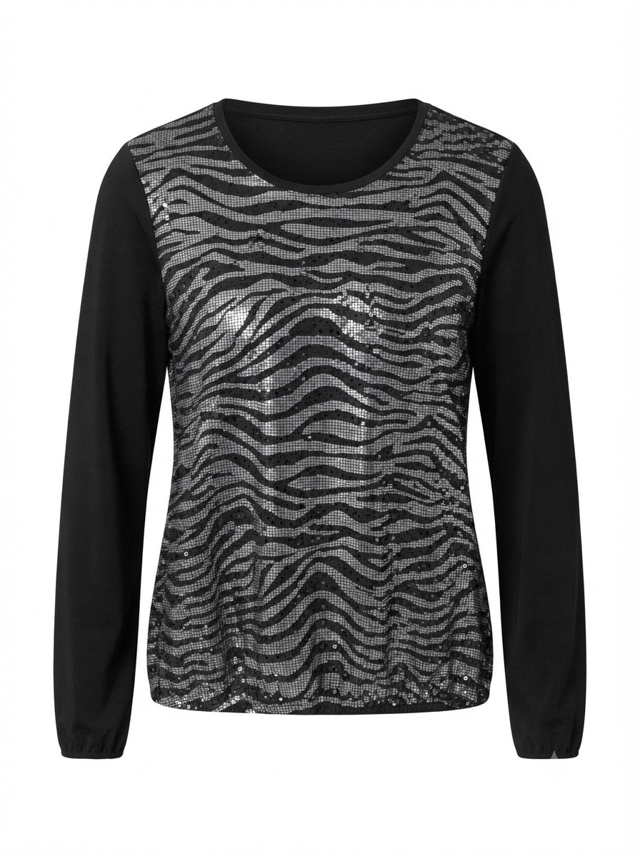 Seidel Moden Langarmshirt im Animal-Look / Pailetten / MADE IN GERMANY