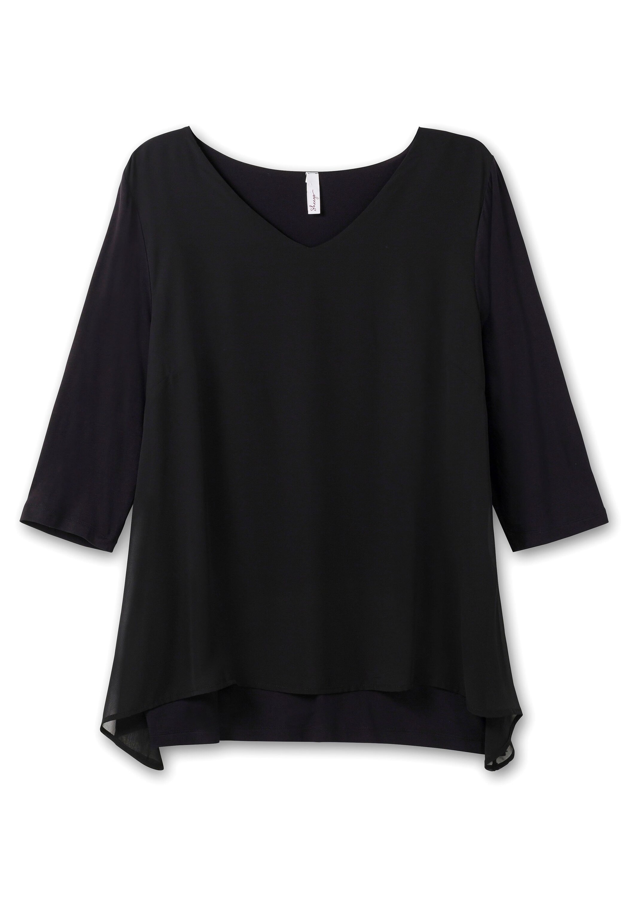 Sheego 3/4-Arm-Shirt »Blusenshirt mit Chiffon-Oberteil«, mit Chiffon-Oberteil