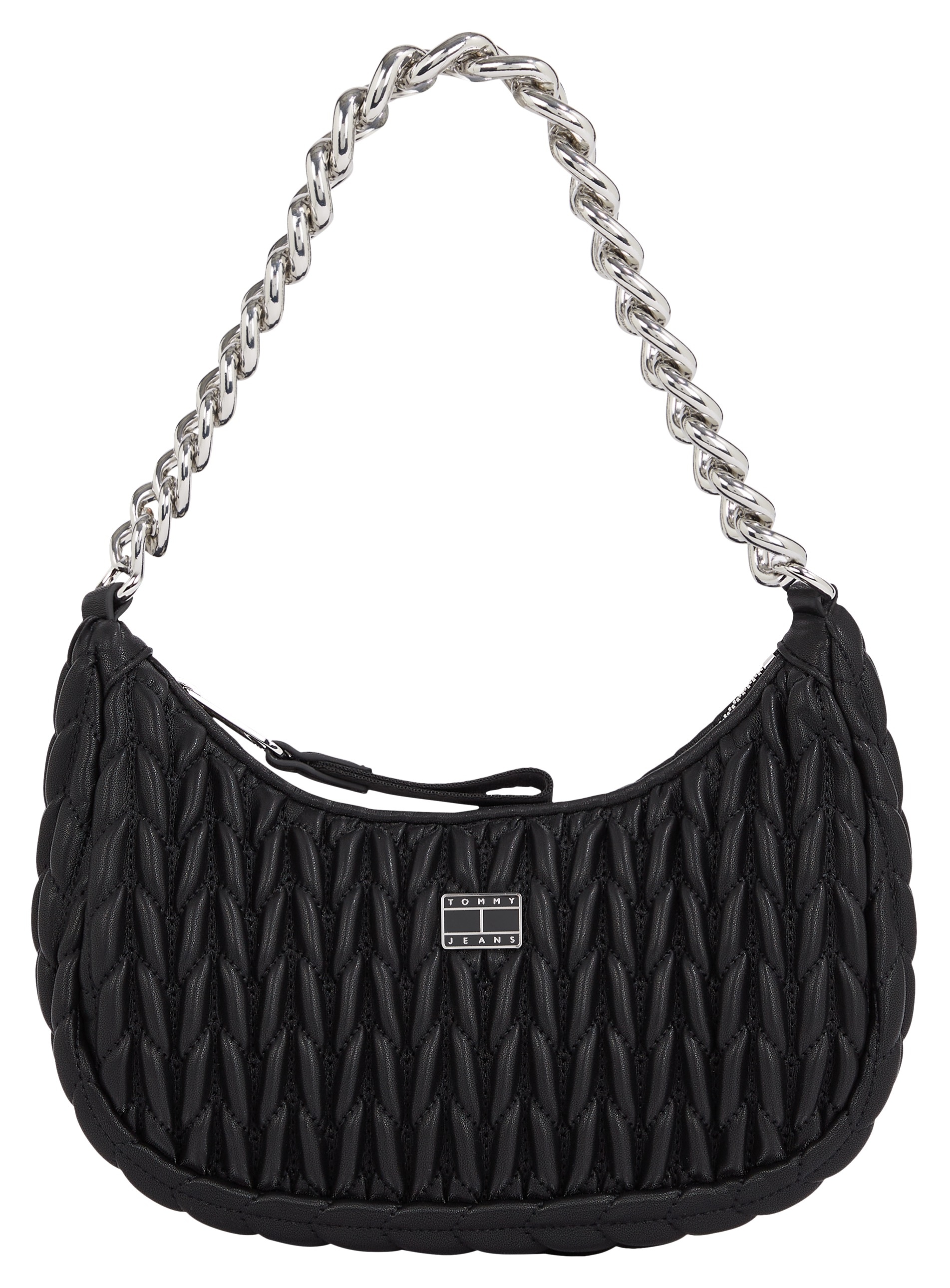 Tommy Jeans Umhängetasche »TJW ICONIC SHOULDER QUILTED«, Damen Schultertasche, Tragetasche mit Zierketten-Henkel