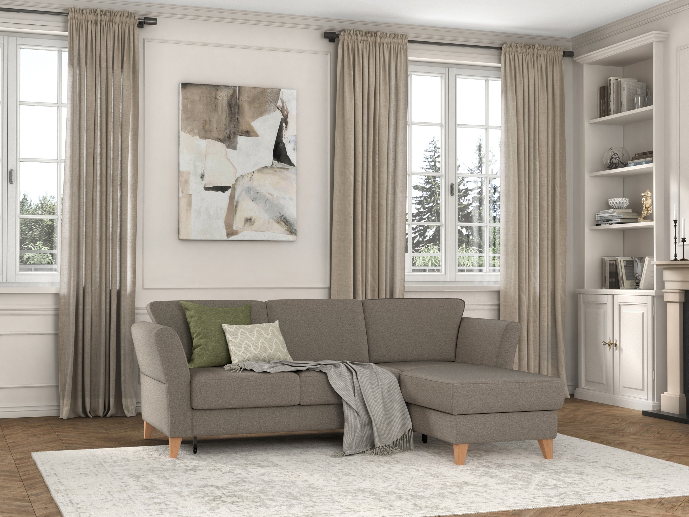 sit&more Ecksofa »Visby L-Form«, Wahlweise mit Bettfunktion und Bettkasten, frei im Raum stellbar