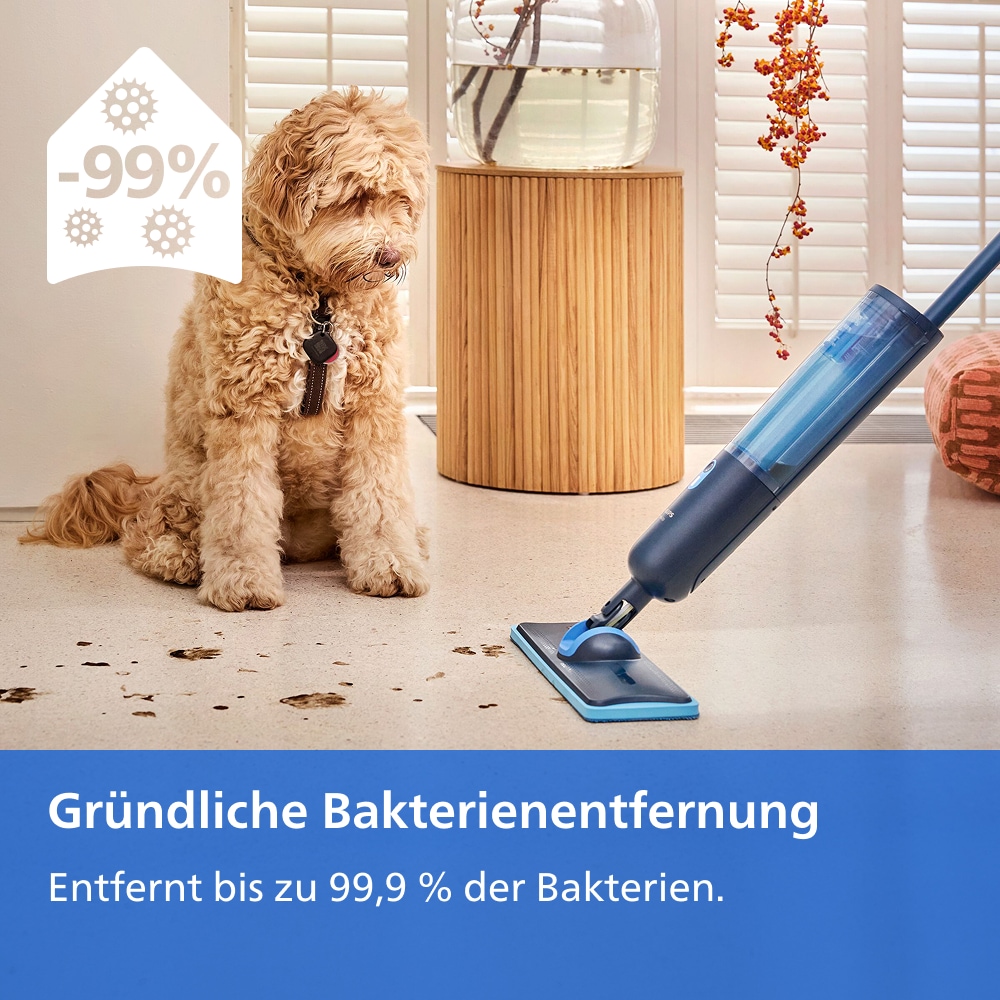 Philips Akku-Wischmopp »OneUp elektrischer Wischer 3000 Series XV3101/11« 50 min Akku-Laufzeit, inkl. 2 Pads und 40 ml Reiniger