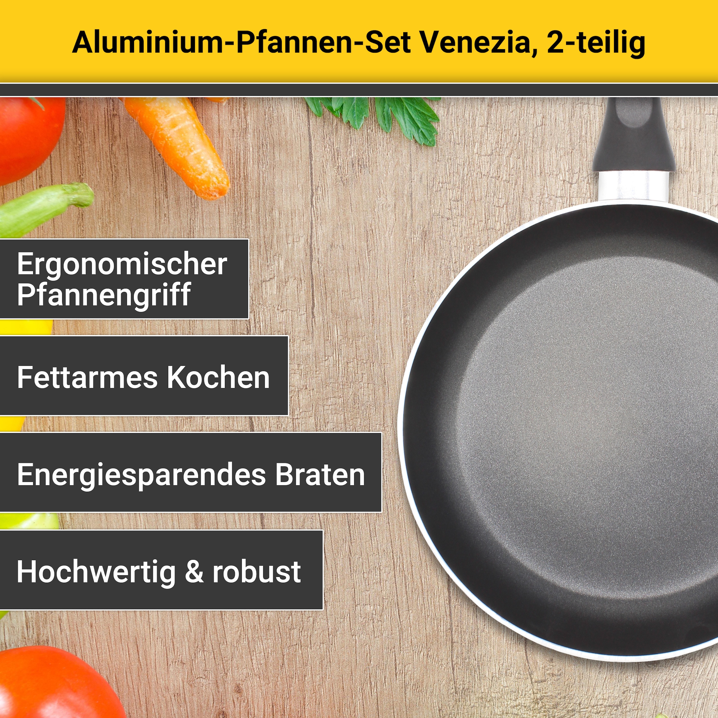 Krüger Pfannen-Set »Venezia« Aluminium Set, 2 Stk. tlg. Ø 24/28 cm, Induktion