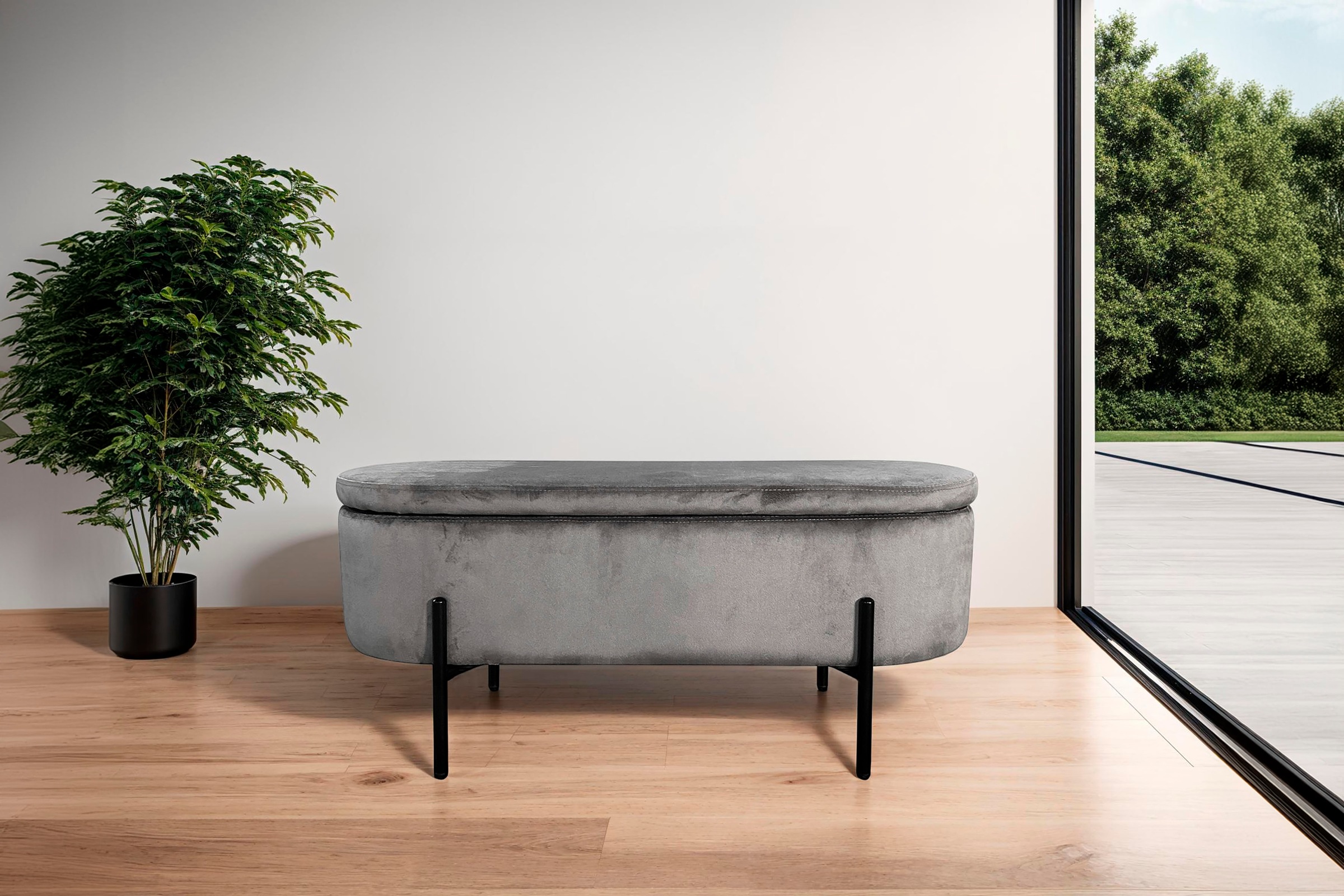 byLIVING Sitzbank »NOVA« Samt, mit Stauraum/Truhe, Innenmaß Truhe 26,5 x 83cm, Höhe: 19 cm