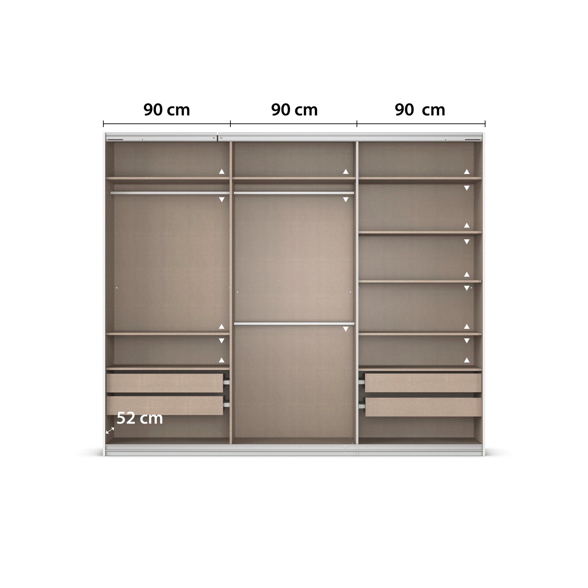 rauch Kleiderschrank »Schwebetürenschrank OTTO´s Choice Garderobe Schrank TOP ANGEBOT Avola«, (in 3 verschiedenen Ausstattungen BASIC/CLASSIC/PREMIUM inkl. Spiegel), mit eleganten Zierleisten in Chrom, Schwarz oder Weiß MADE IN GERMANY