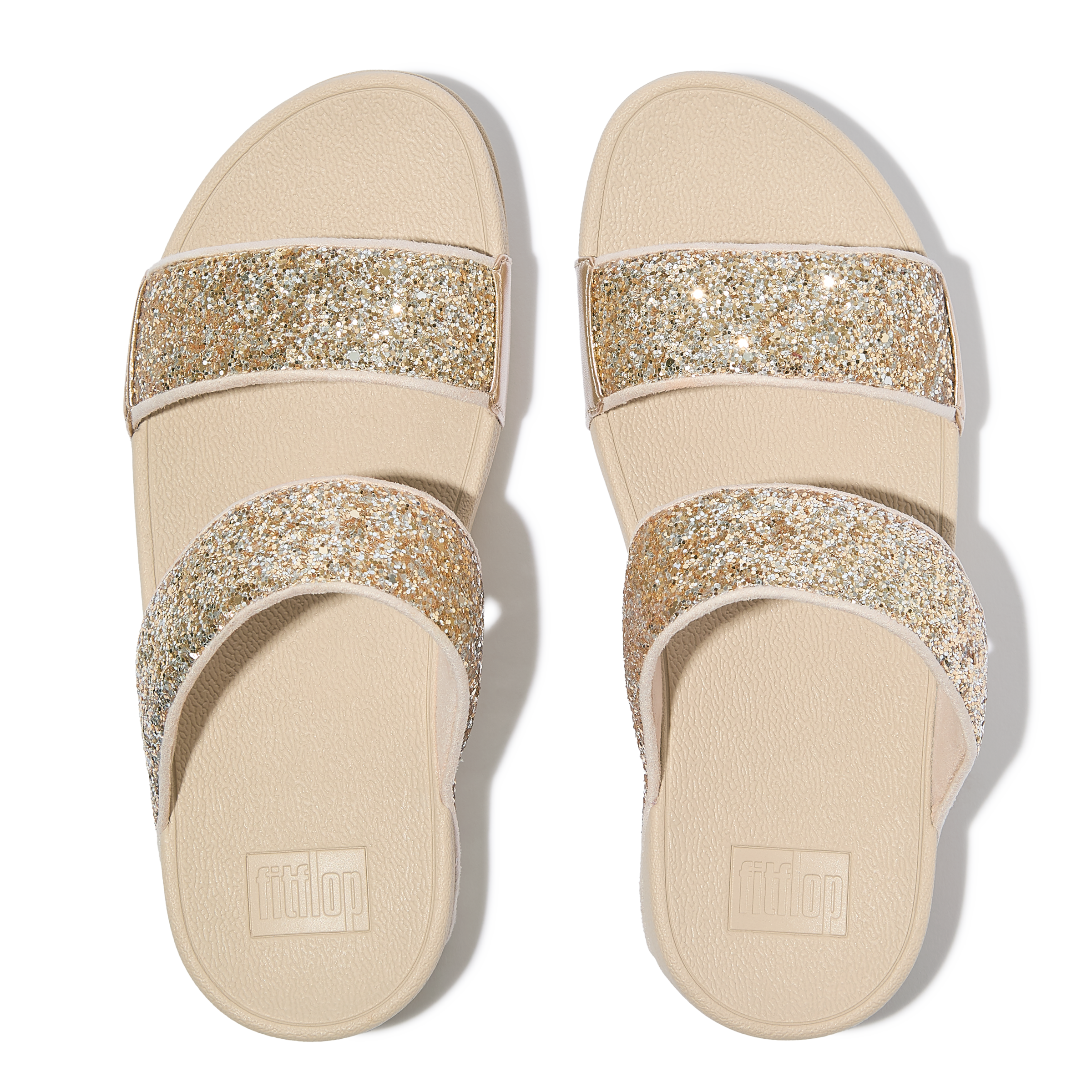 Fitflop Pantolette »LULU MULTI-TONAL GLITTER SLIDES«  Keilabsatz, Sommerschuh, Schlupfschuh mit Glitzer besetzt