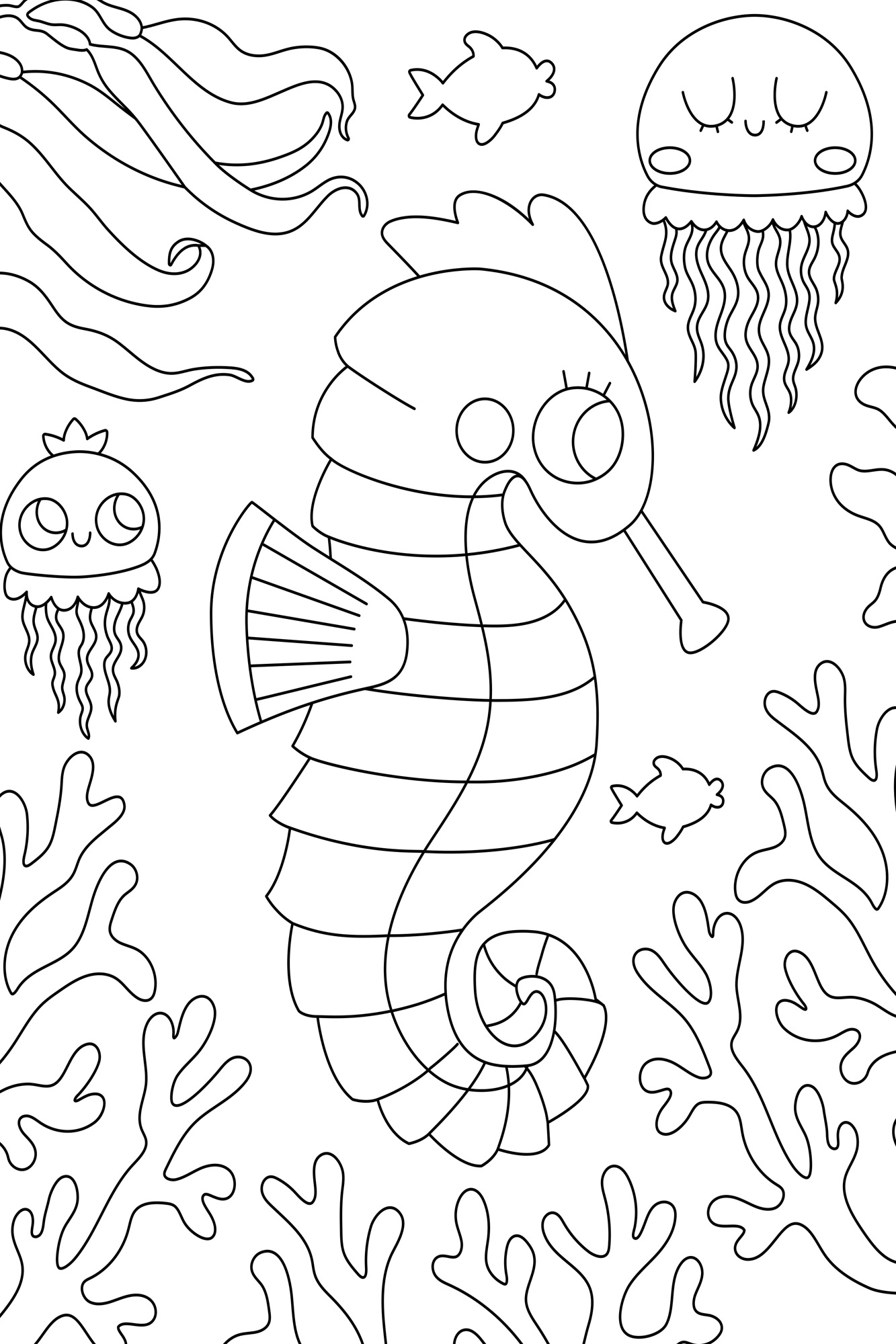 queence Bild »Seepferdchen und Quallen«, Figuren-Fisch & Meeresfrüchte-klassische Fantasie-Mädchen-Märchenbilder-Unterwasserwelt-Wassertiere, (1 St.), DIY Wandbild aus Dibond