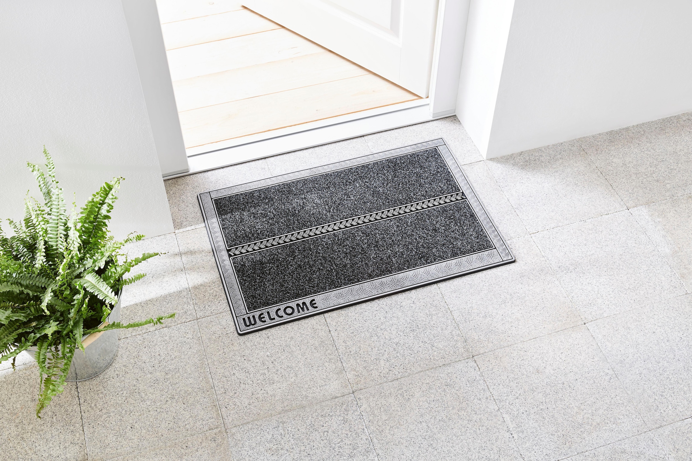 Home2Fashion Fußmatte »SE Clean Palace«, rechteckig, 8 mm Höhe, Schmutzfangmatte, mit Spruch, robust, In- und Outdoor geeignet