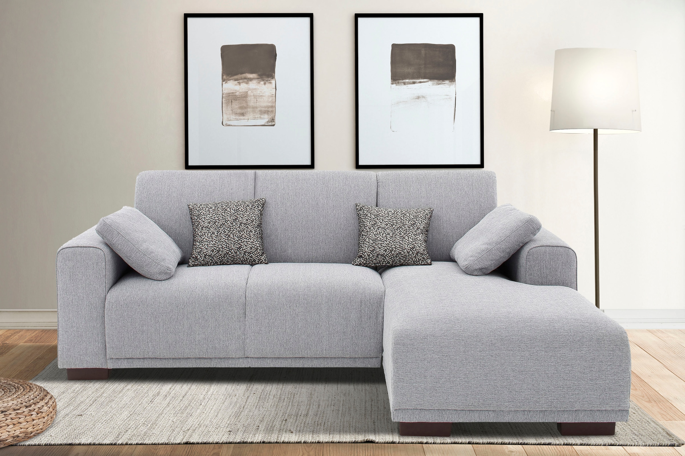 Home affaire Ecksofa »BORNHOLM L-Form mit Recamiere, Maße B/T/H: 234/162/85 cm«, Recamiere links oder rechts bestellbar, Wellenfederung, inkl. 2 Kissen