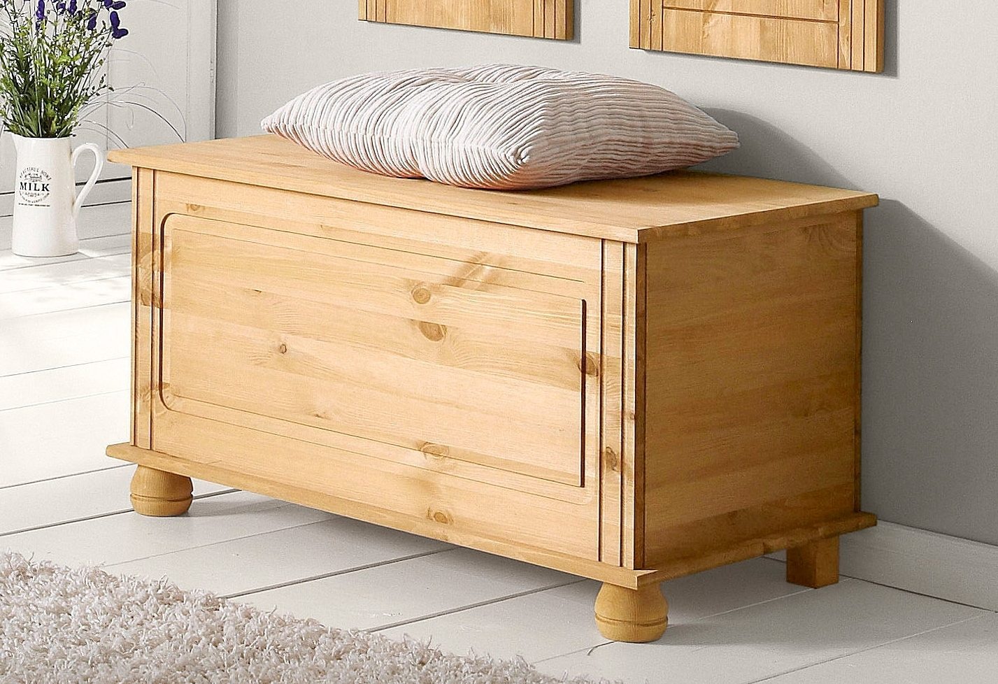 OTTO home Sitztruhe "Finca" aus massivem Kiefernholz, 85 x 43 x 45 cm, mit praktischem Stauraum