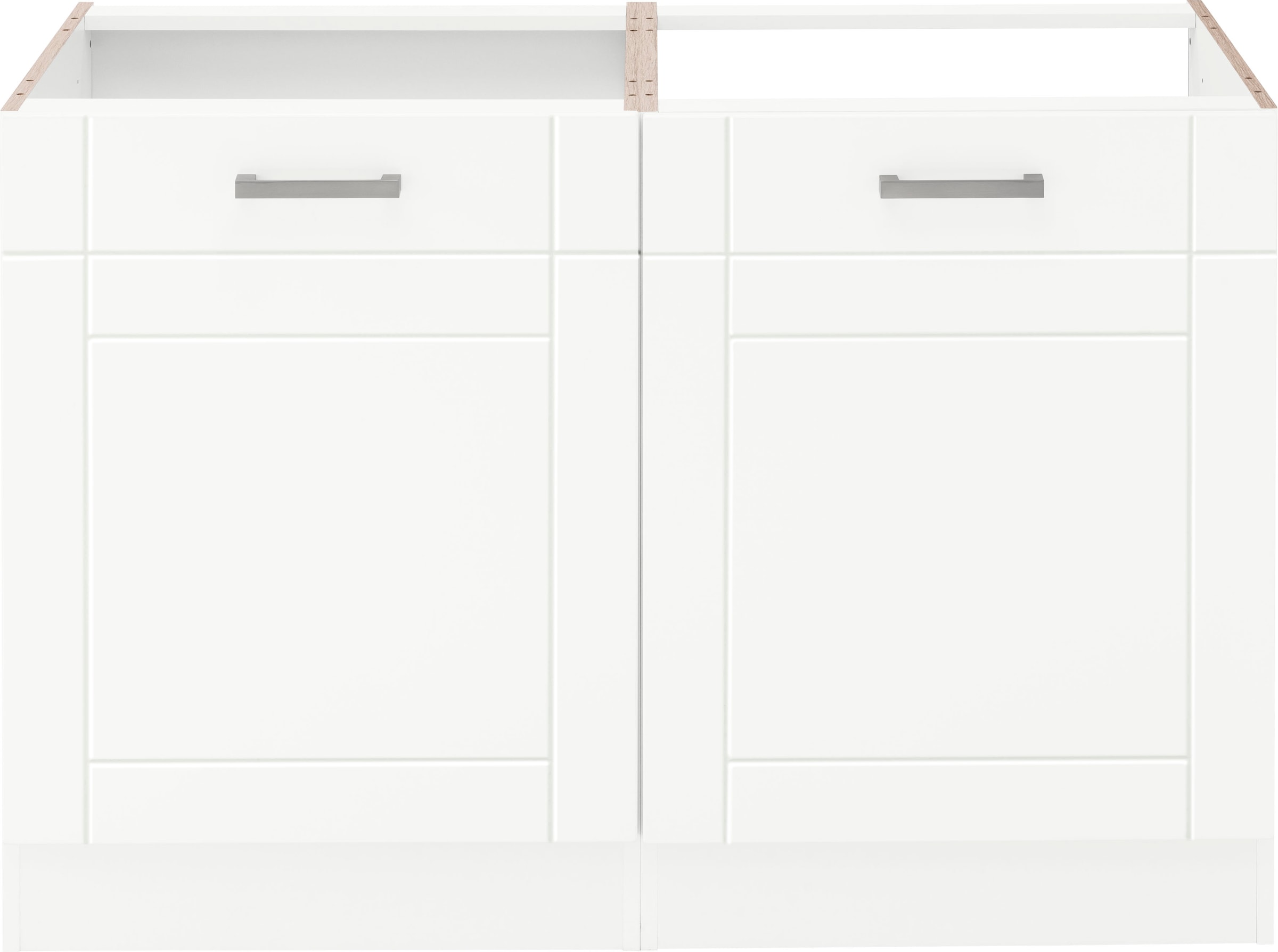 KOCHSTATION Spülenschrank »KS-Tinnum«, 120 cm breit, MDF-Fronten, Metallgriffe, inklusive Einbauspüle