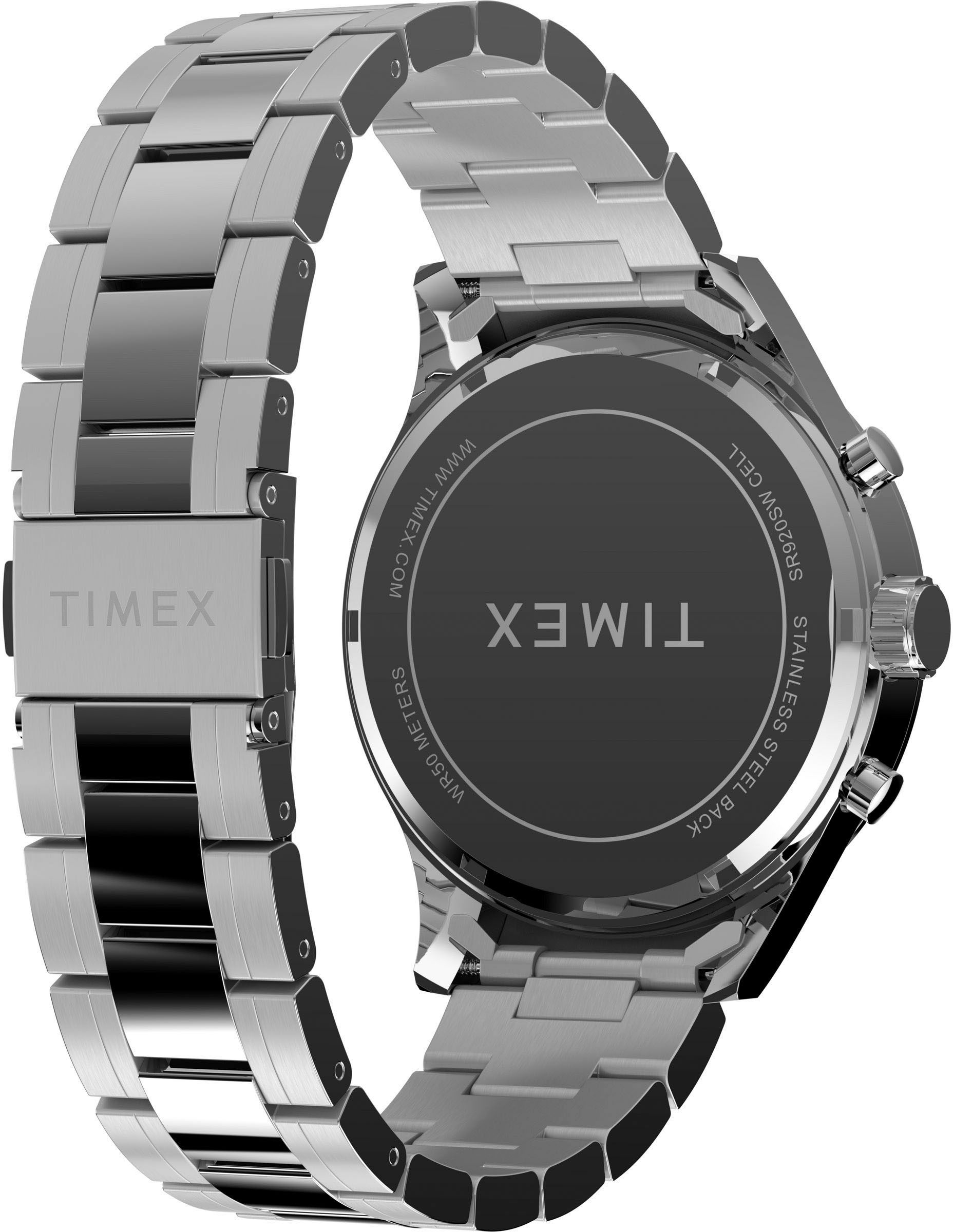 Timex Chronograph »DRESS CHRONO«, Quarzuhr, Armbanduhr, Herrenuhr,Edelstahlarmband,Stoppfunktion,Tag