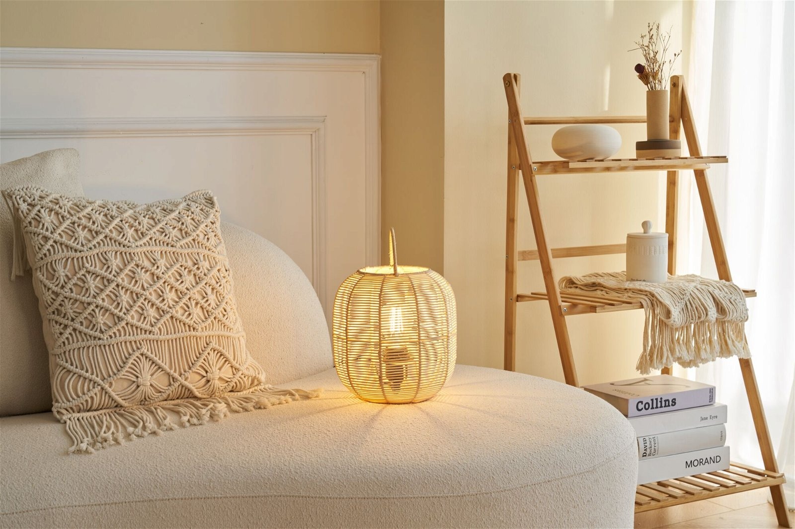 Pauleen Tischleuchte »Boho Glow max20W Beige/Weiß 230V Metall/Rattan«, 1 flammig, Leuchtmittel E27 | ohne Leuchtmittel, E27