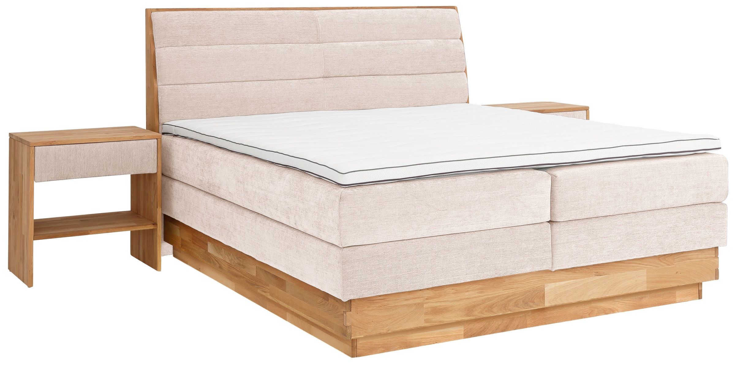 OTTO products Boxspringbett »Jenna«, ohne LED-Beleuchtung, mit zertifizierten, recycelten Bezugsstoffen