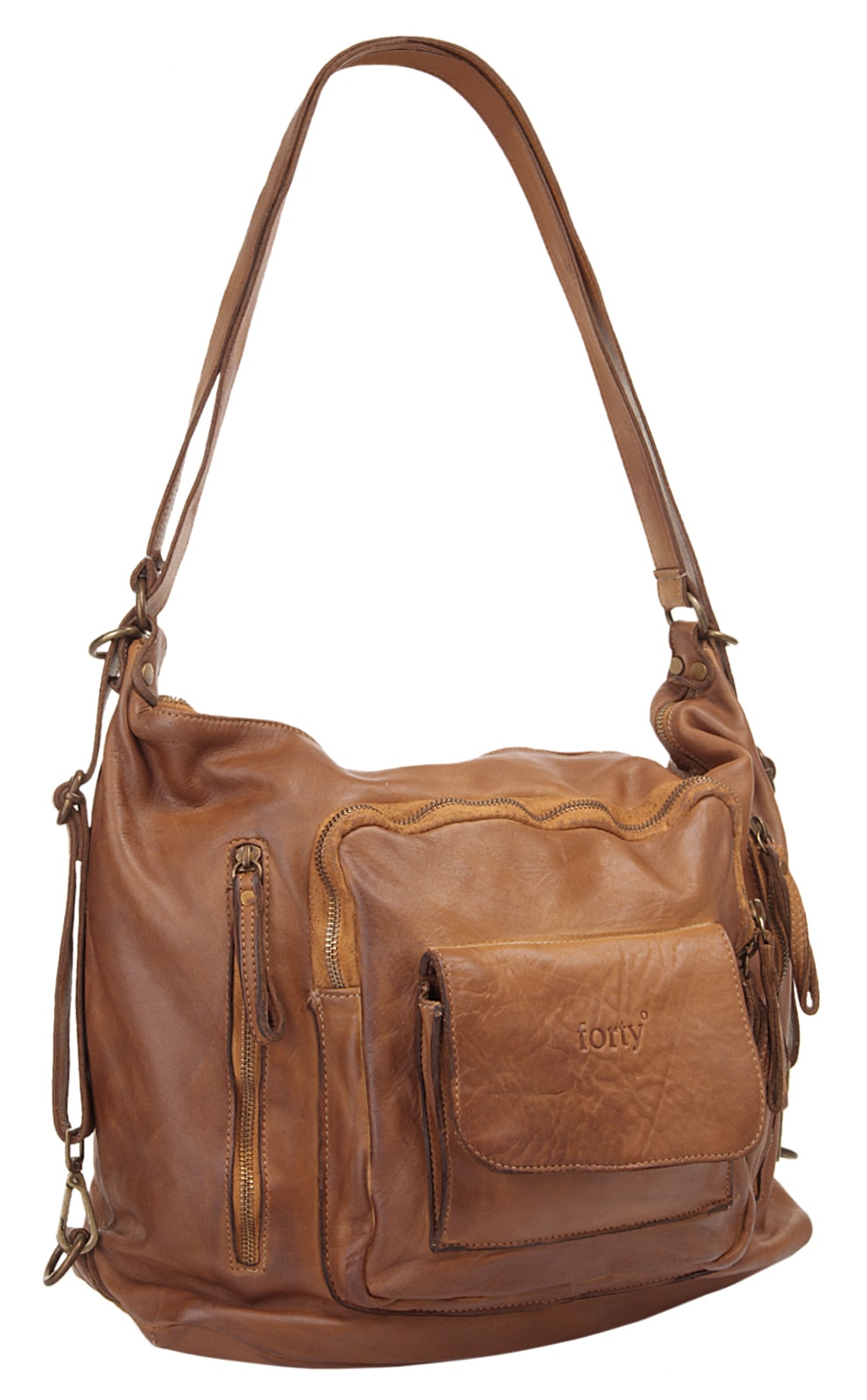 forty° Cityrucksack, echt Leder, Made in Italy