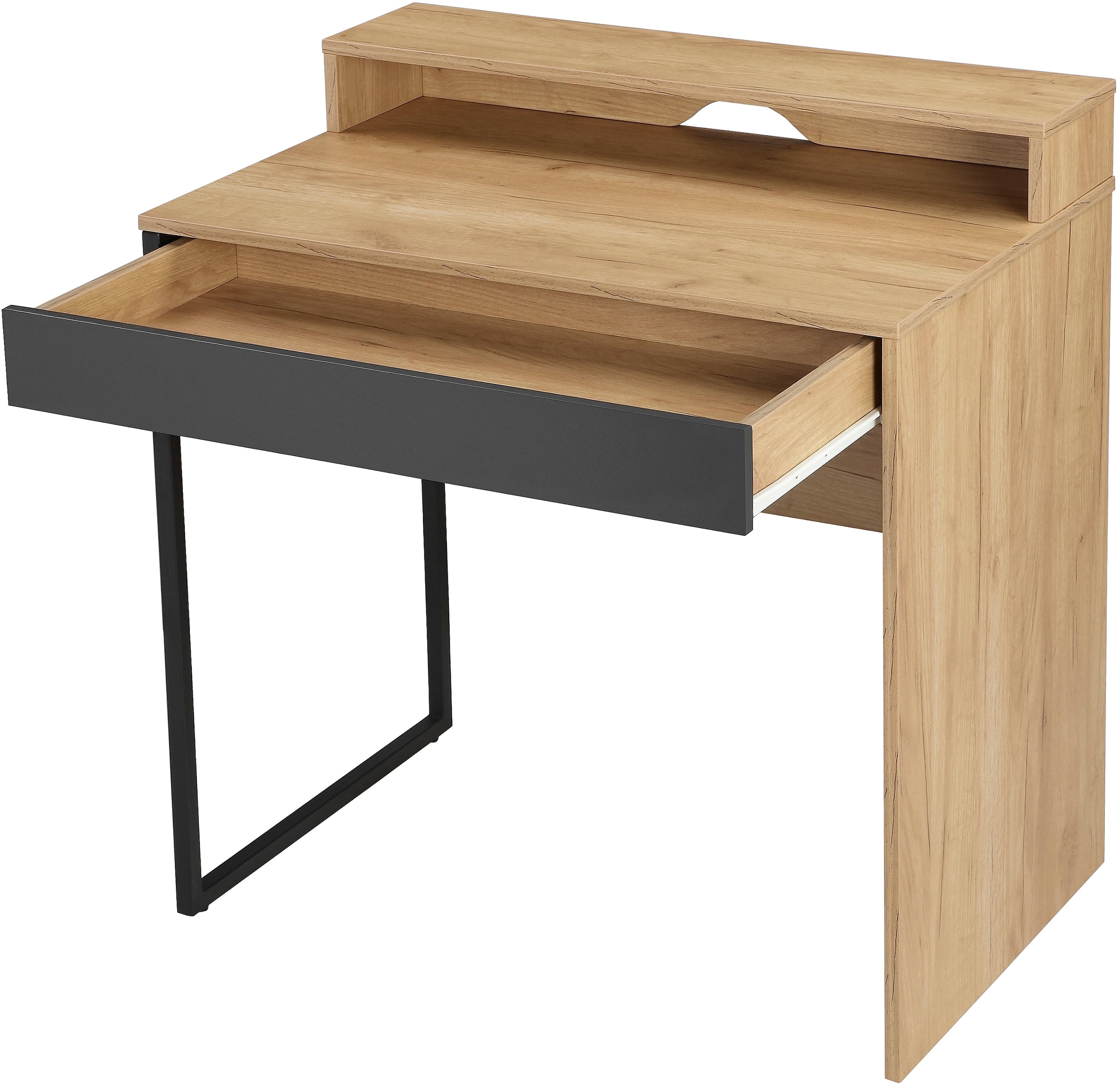 PLACES OF STYLE Schreibtisch »Moid, Computertisch in modernem Design« Breite 80 cm, mit Schublade, Kabeldurchlass & Metallkufe
