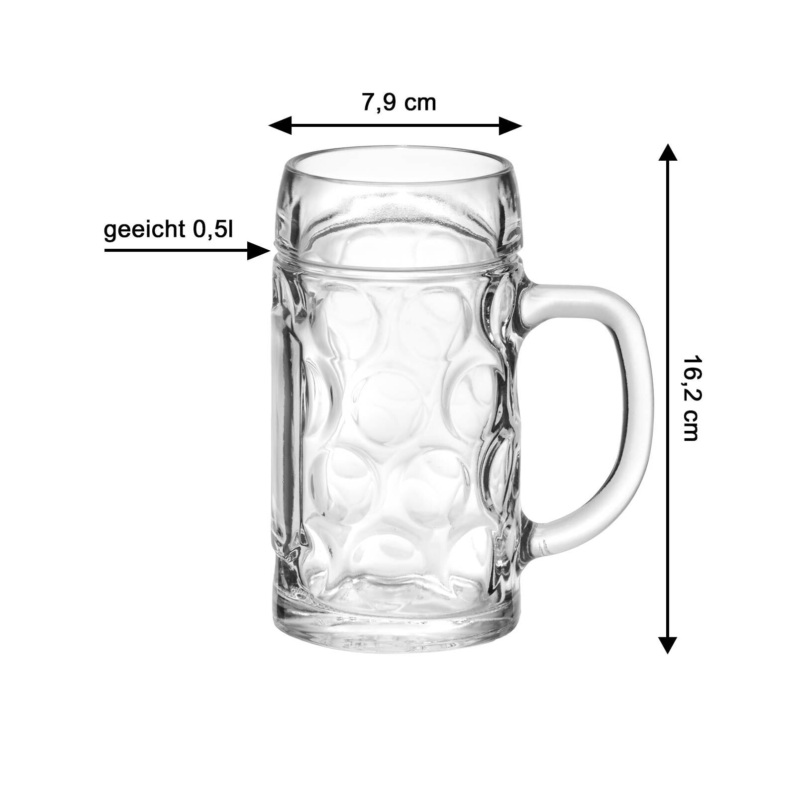 van Well Bierkrug »Bierkrüge geeicht München 0,5 Liter 12er Set transparent«