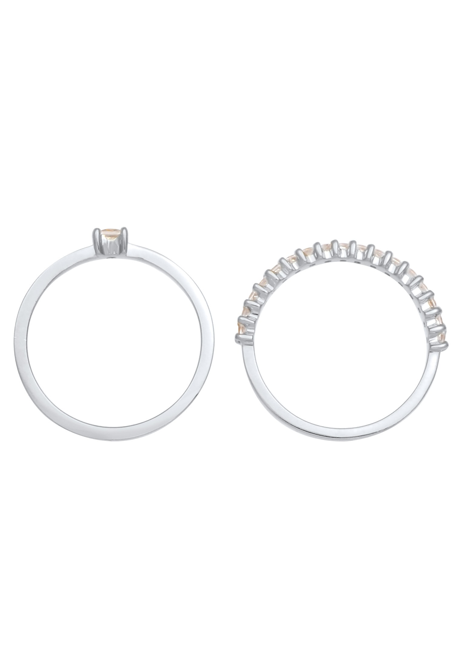 Elli Ring-Set »Ring Solitär Zirkonia Stapelring (Set 2-tlg) 925 Silber«