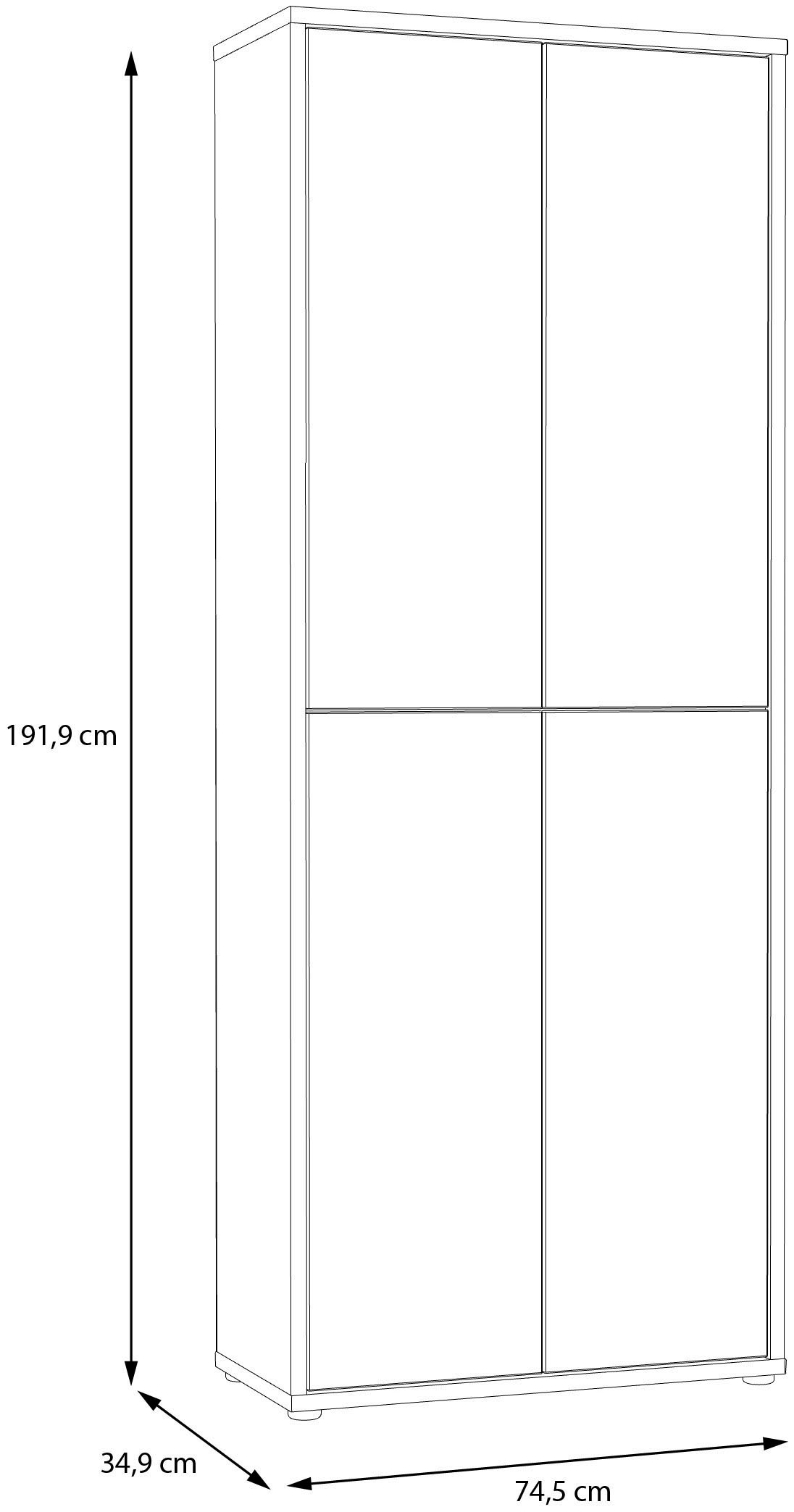 FORTE Schuhschrank »Alice Springs«, (B/H/T 74,5/191,9/34,9 cm), Stauraumschrank, Mehrzweckschrank, Breite 74,5 cm, mit 8 Böden