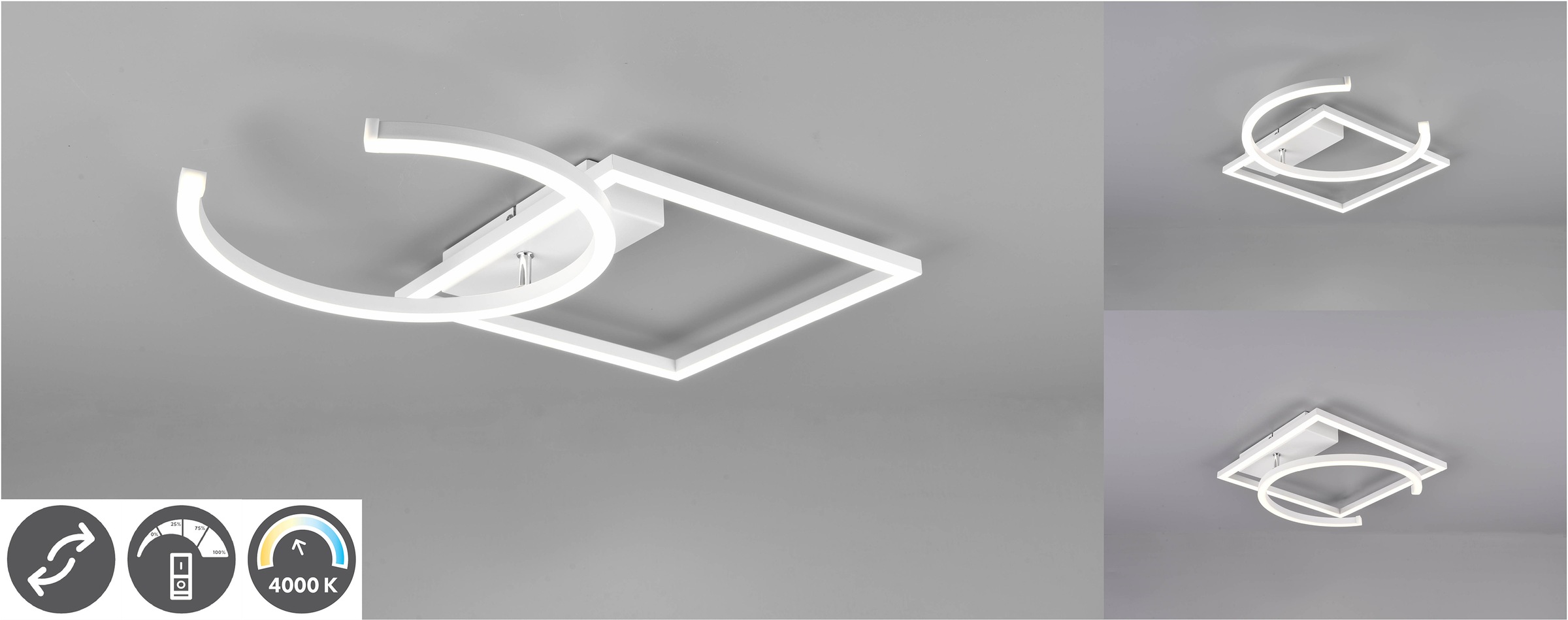 TRIO Leuchten LED Deckenleuchte »PIVOT, LED Deckenlampe mit Switch Dimmer«,  LED-Modul, 1 St., Neutralweiß, über Wandschalter dimmbar, Ring schwenkbar,  zur Wand-und Deckenmontage geeignet, 4000K, 3000 Lm online kaufen | mit 3  Jahren