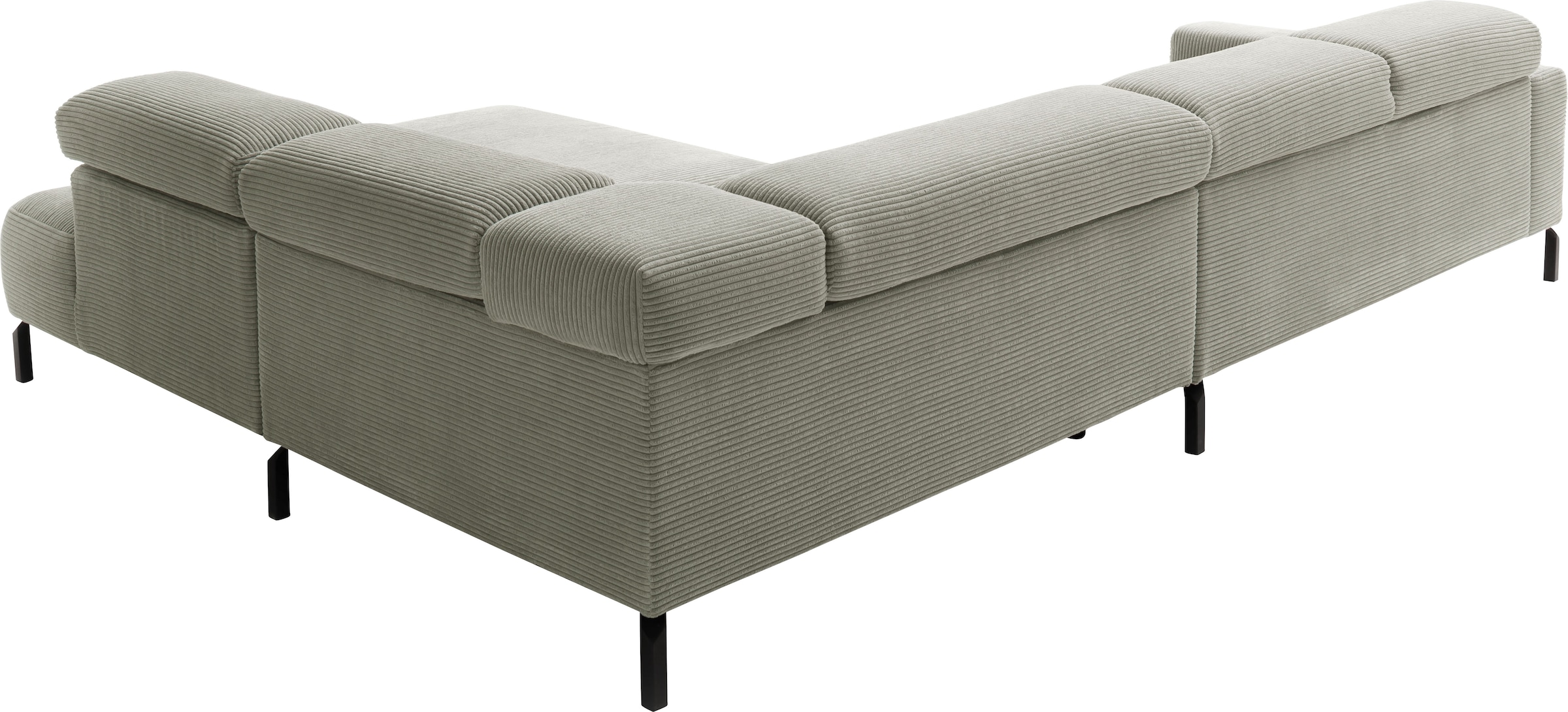 Places of Style Ecksofa »Antonelli, L-Form, inkl. Kopfteilverstellung, Breite 312 cm«, ohne Sitztiefenverstellung, in Cord, stone