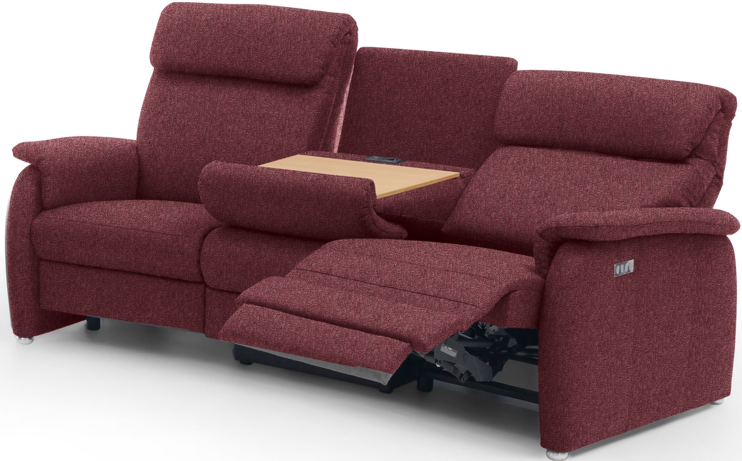 Home affaire 3-Sitzer »Turin mit Steckdose und USB-Port auch in Easy care-Bezug«, 2 x vollmotorische Relaxfunktion, herunterklappbarer Tisch